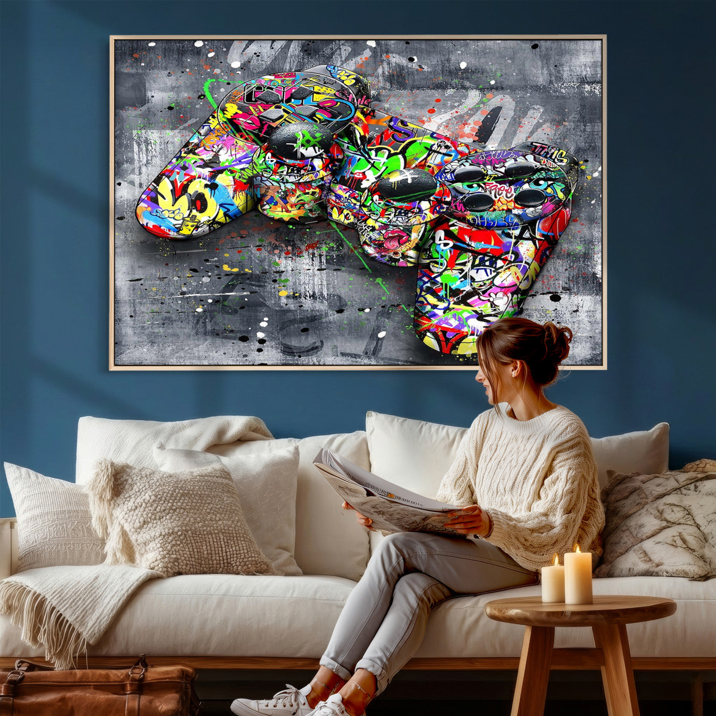 42929610-MGV-CV-36X24 - Graffiti Canvas Wall-Art For Bedroom - Gaming Wall Art For Teen Boys - Abstract Painting Pop Art Modern Home Wall Decor Ready to Hang