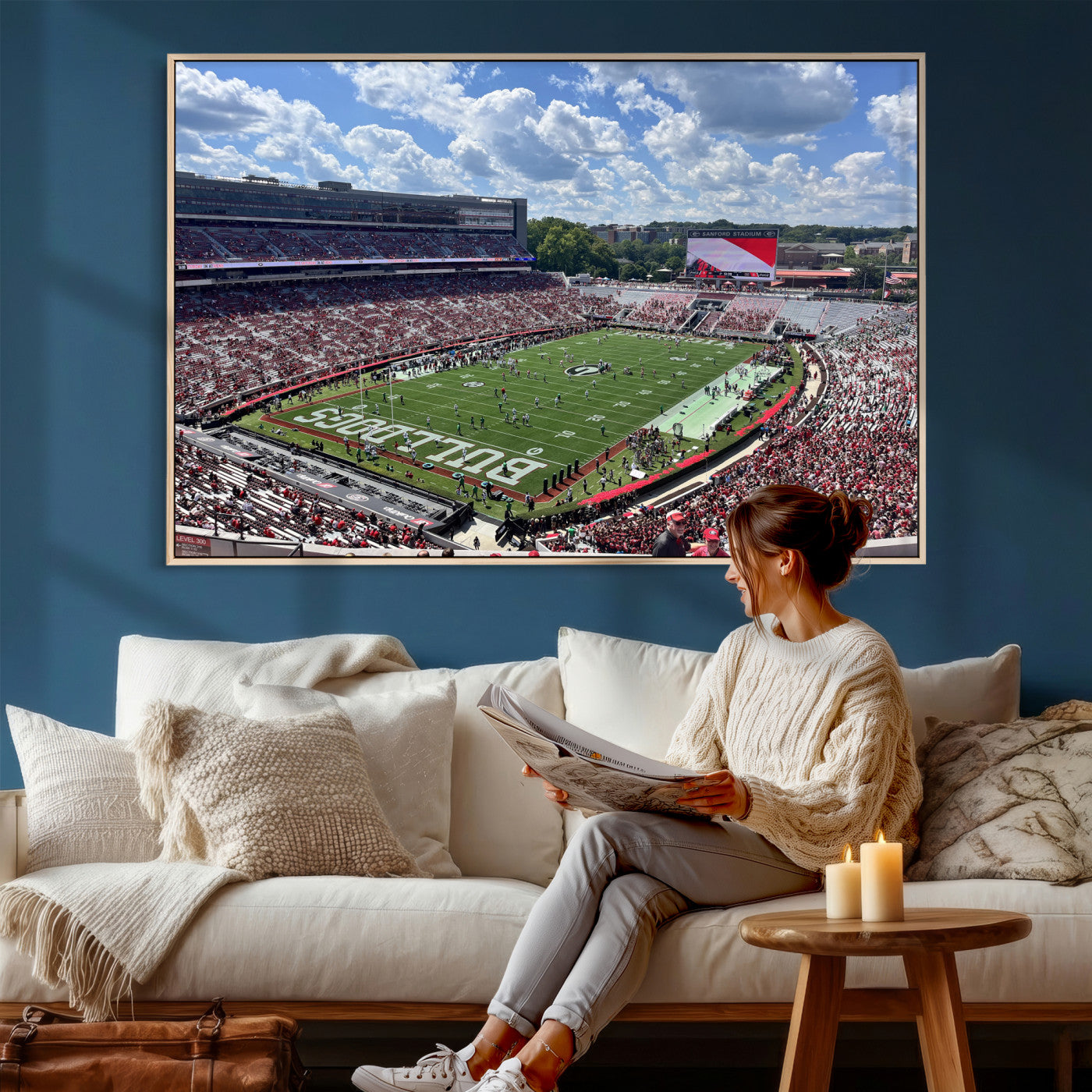 10665453-MGV-CV-36X24 - Georgia Bulldogs Stadium Wall Art Canvas Print, Sanford Stadium Football Field Panorama, College Football Game Day Wall Decor