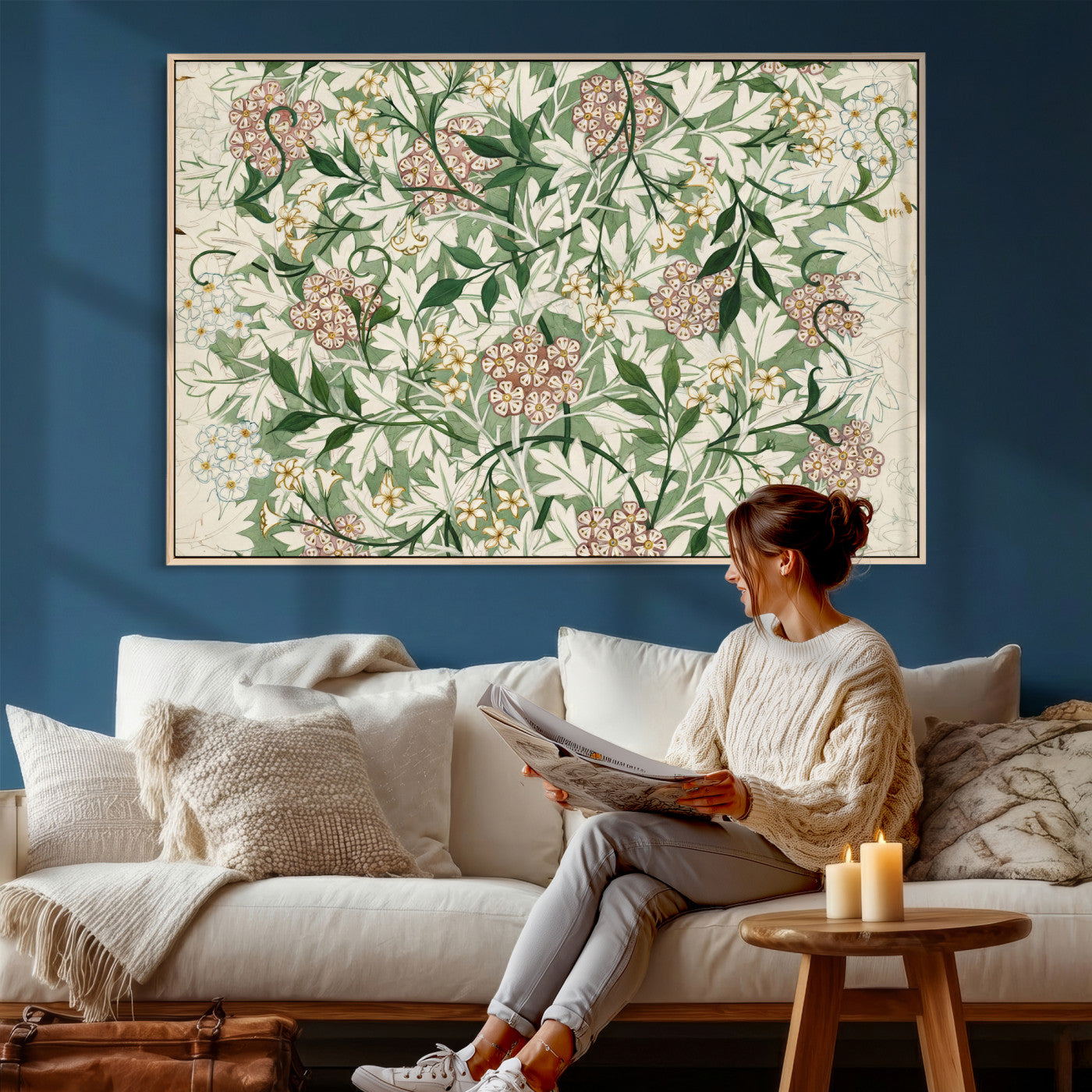 33560597-MGV-CV-36X24 - William Morris Jasmine 1872 Canvas Wall Art — Arts and Crafts Botanical Print | Vintage Green Floral Decor | Cottagecore Gift | Classic Art
