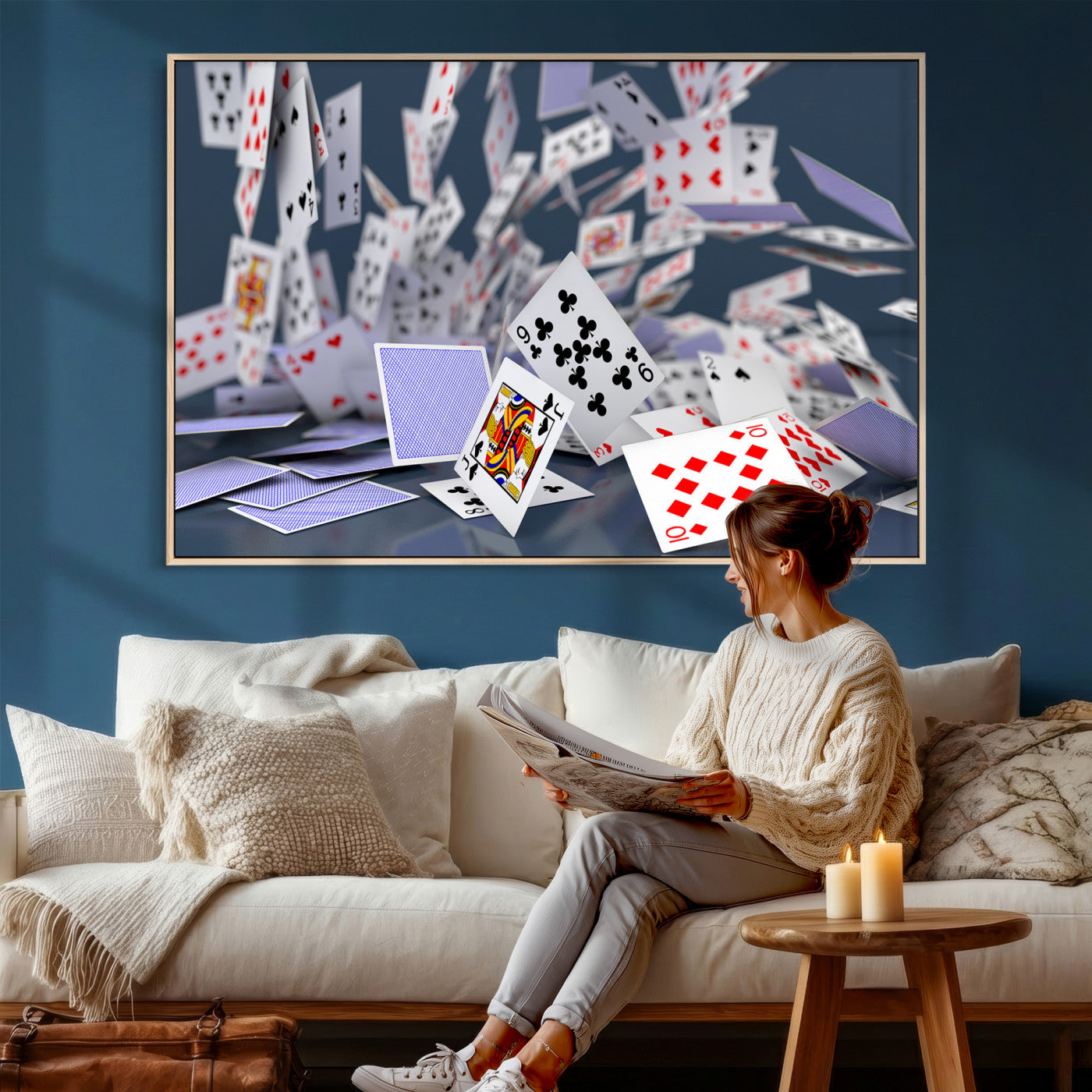66392185-MGV-CV-36X24 - Playing Cards Canvas Wall Art | Casino Game Room Decor, Poker Decor Art