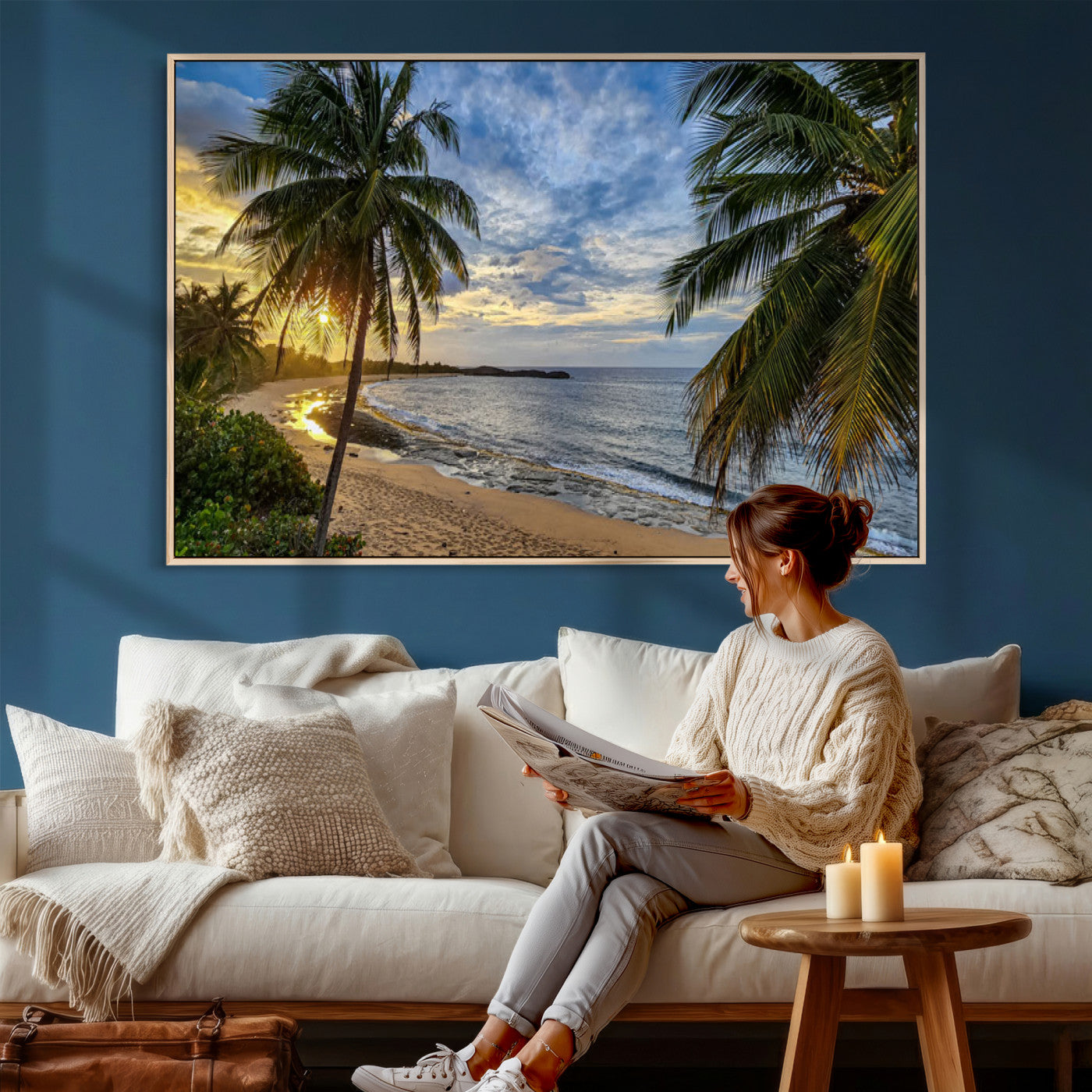 40002010-MGV-CV-36X24 - Mar Chiquita Beach Puerto Rico Canvas Wall Art, Manati Caribbean Coastal Photography Print, Tropical Ocean Sunset Decor