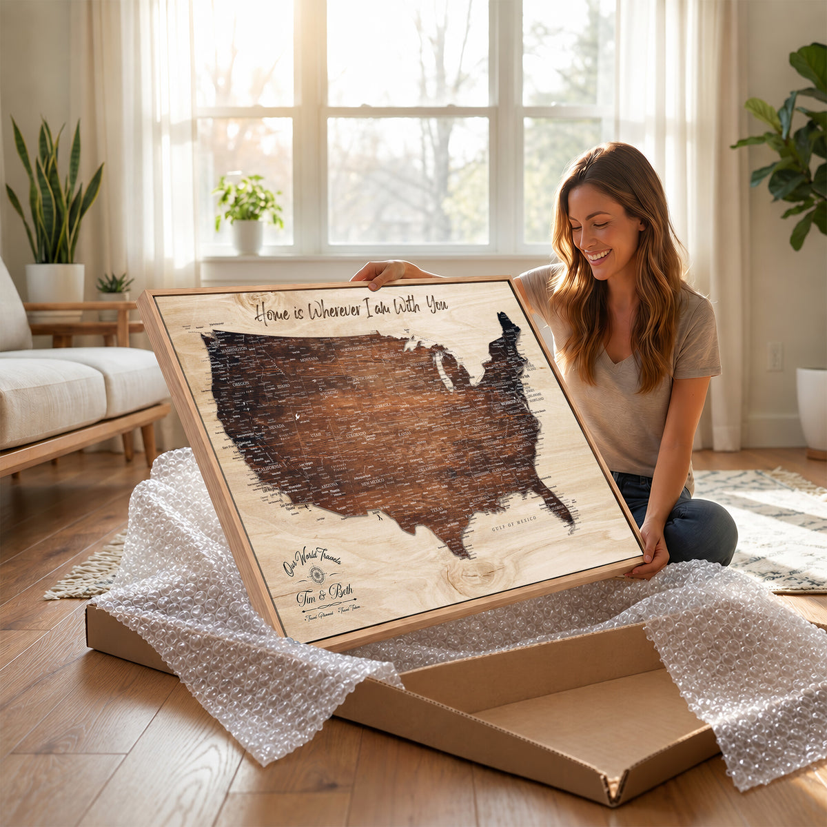 16274332-_Poster-30x20 - Personalized USA Push Pin Travel Map Canvas for Adventure Wall Decor