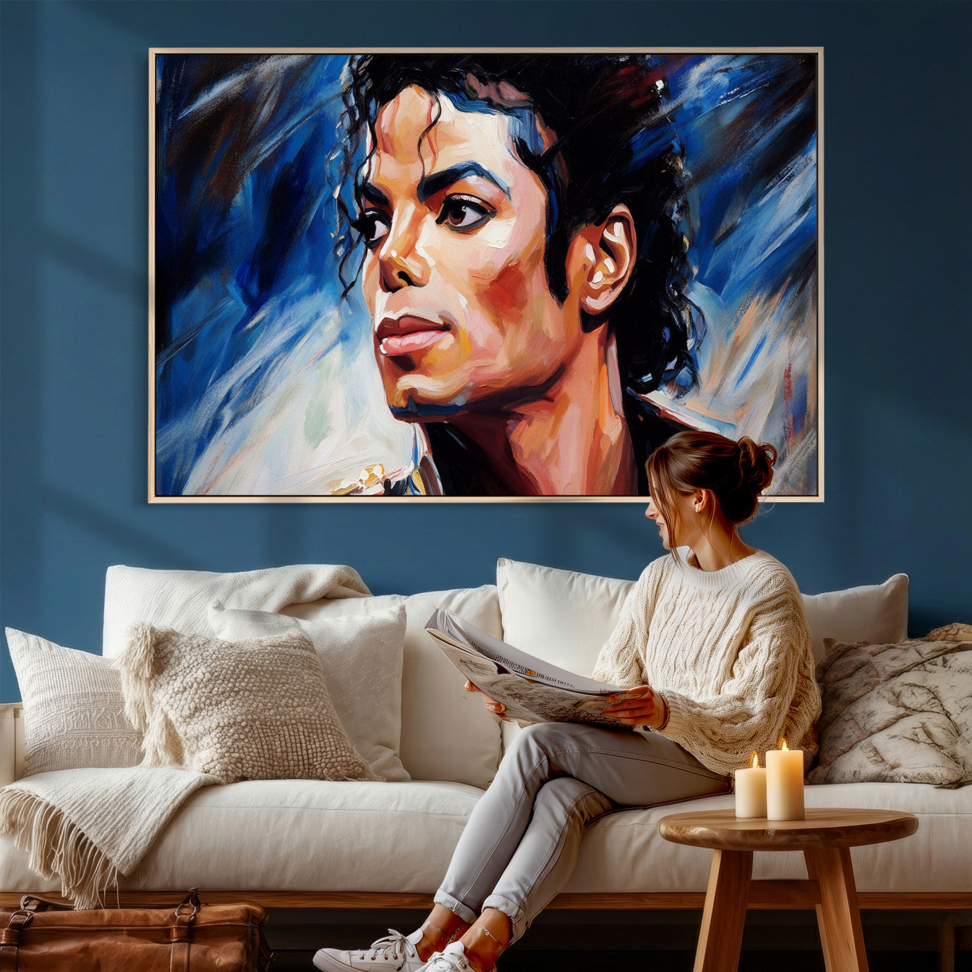 51466481-MGV-CV-36X24 - Abstract Michael Jackson Photo Wall Art Canvas Print