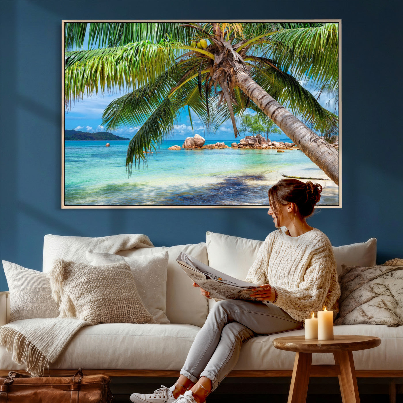 86824715-MGV-CV-36X24 - Seychelles Beach Canvas Wall Art - Anse Volbert Praslin Island Print