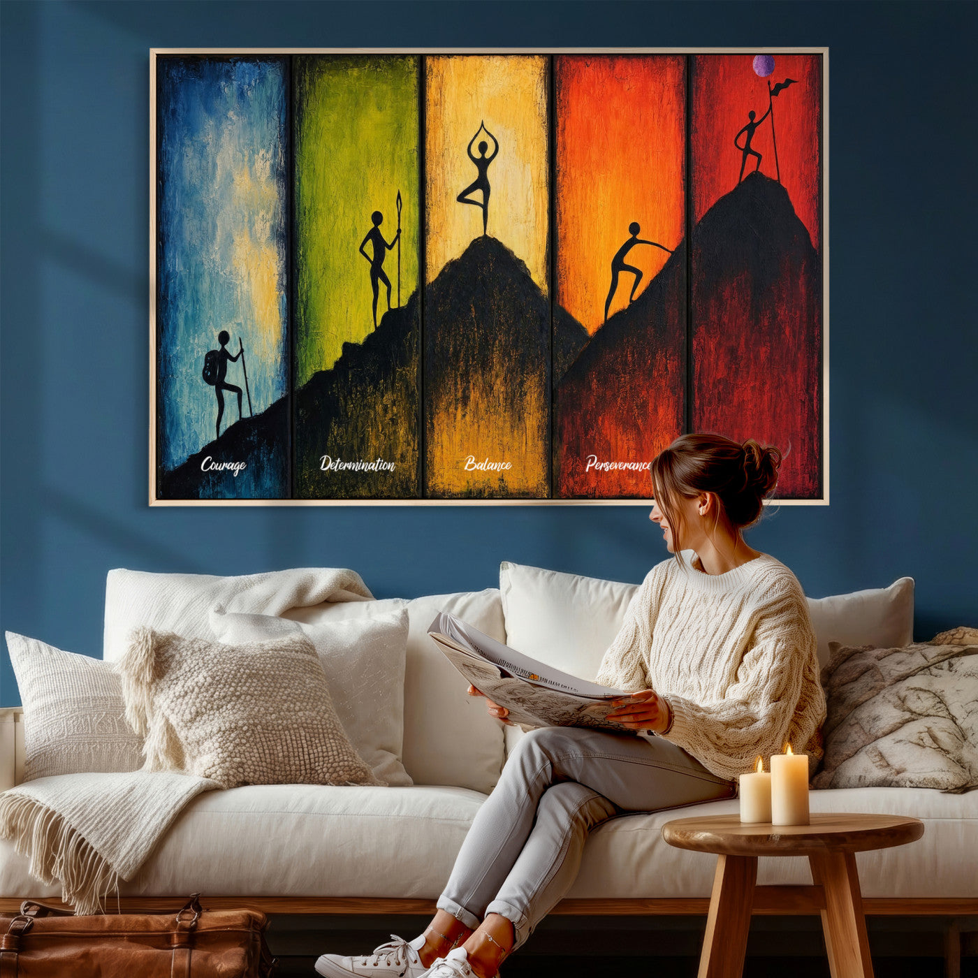 59418630-MGV-CV-36X24 - Success Journey Courage to Victory Wall Art Canvas Print - Motivational Office Decor