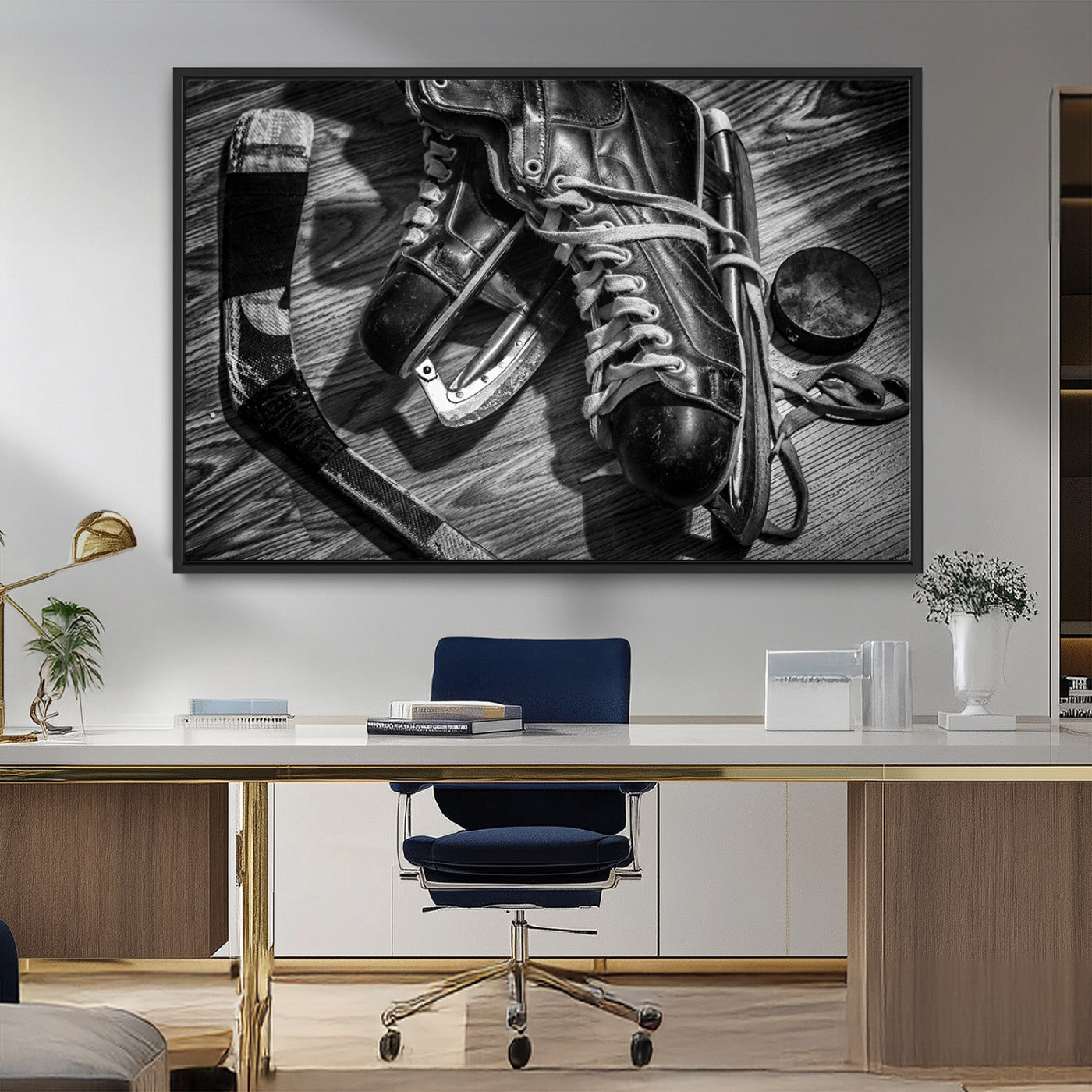 20553-MGV-FC-36X24_Black-Old Pair of Mens Skates Wall Art Canvas, Men Skates Wall Art Print