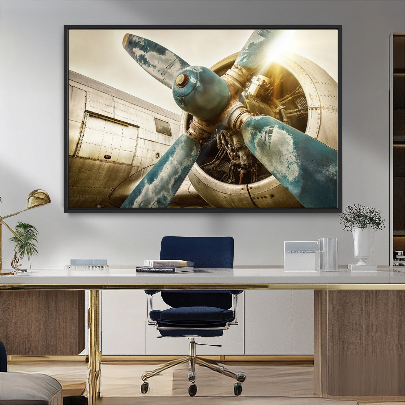 14106-MGV-FC-36X24_Black-Vintage Airplane Canvas Print