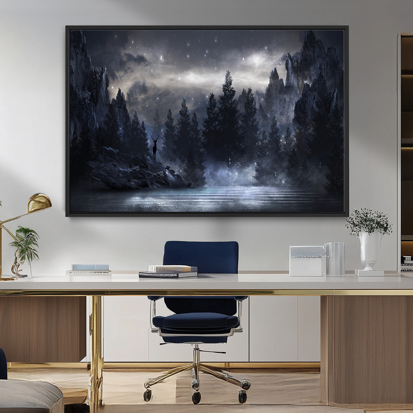 55385-MGV-CV-36X24-Night Landscape and Trees Wall Art Canvas Print