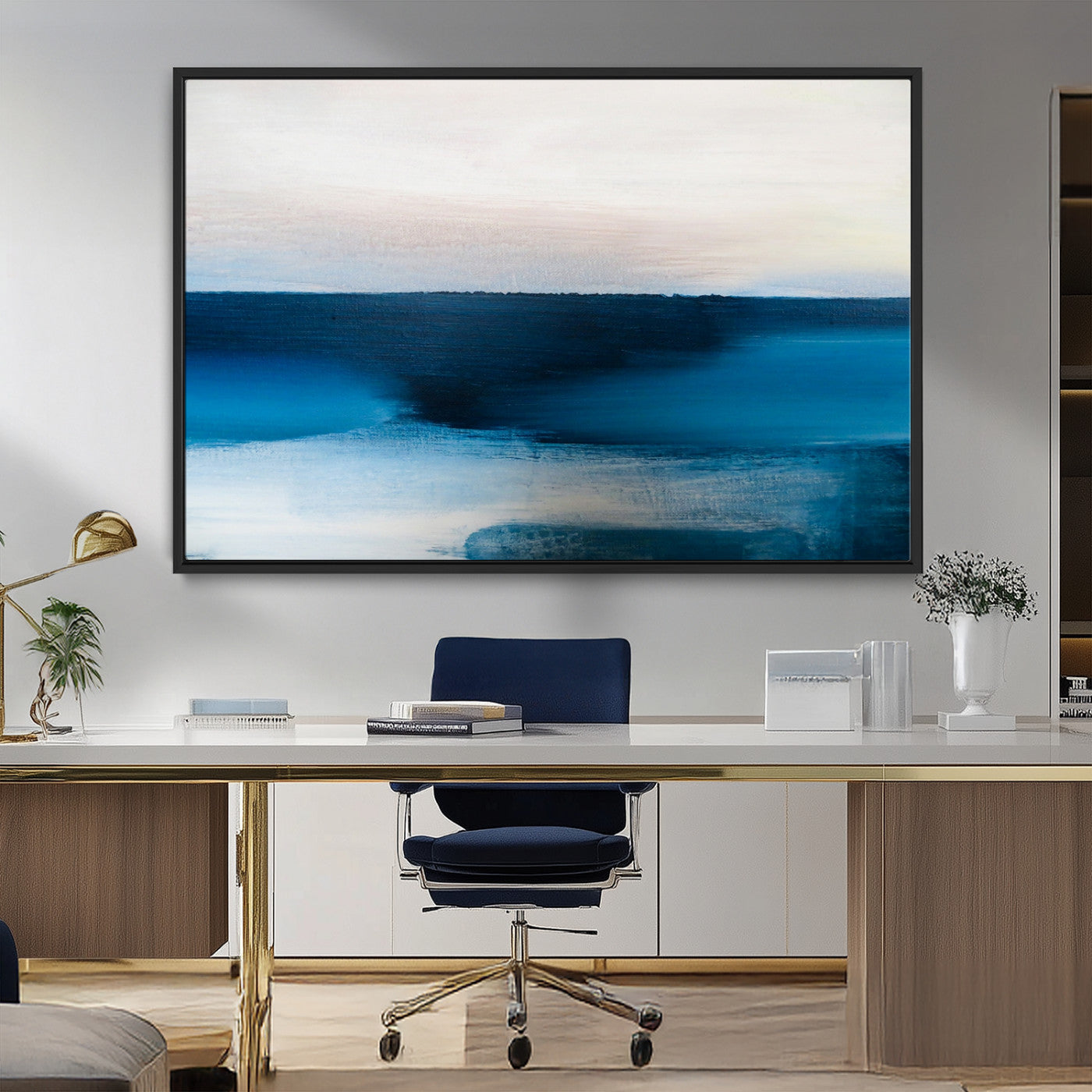 72452-MGV-CV-36X24-Dark Blue Abstract Wall Art Canvas Print