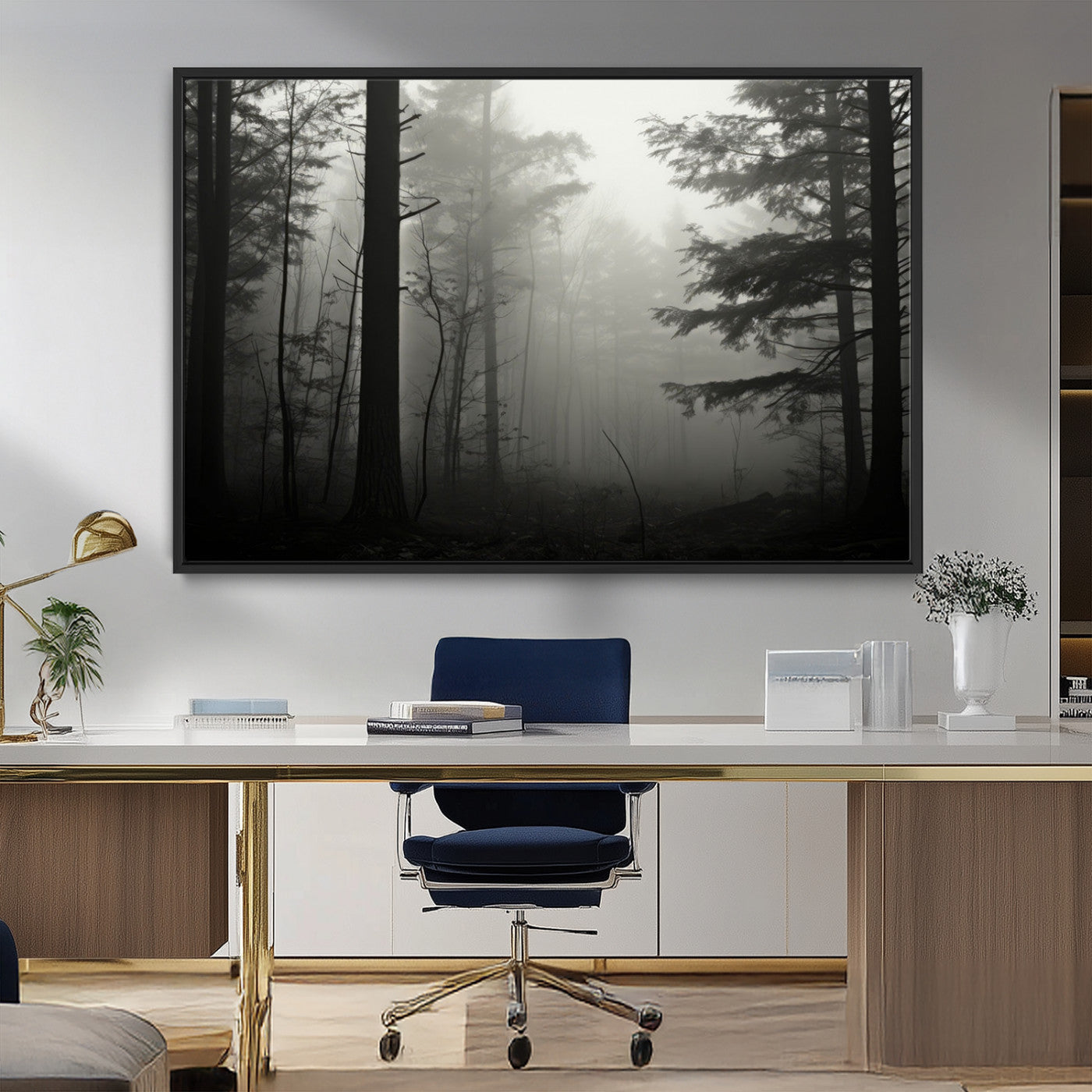 -Misty Forest Wall Art Premium Canvas Print a Foggy and Serene Atmosphere - Nature Wall Art