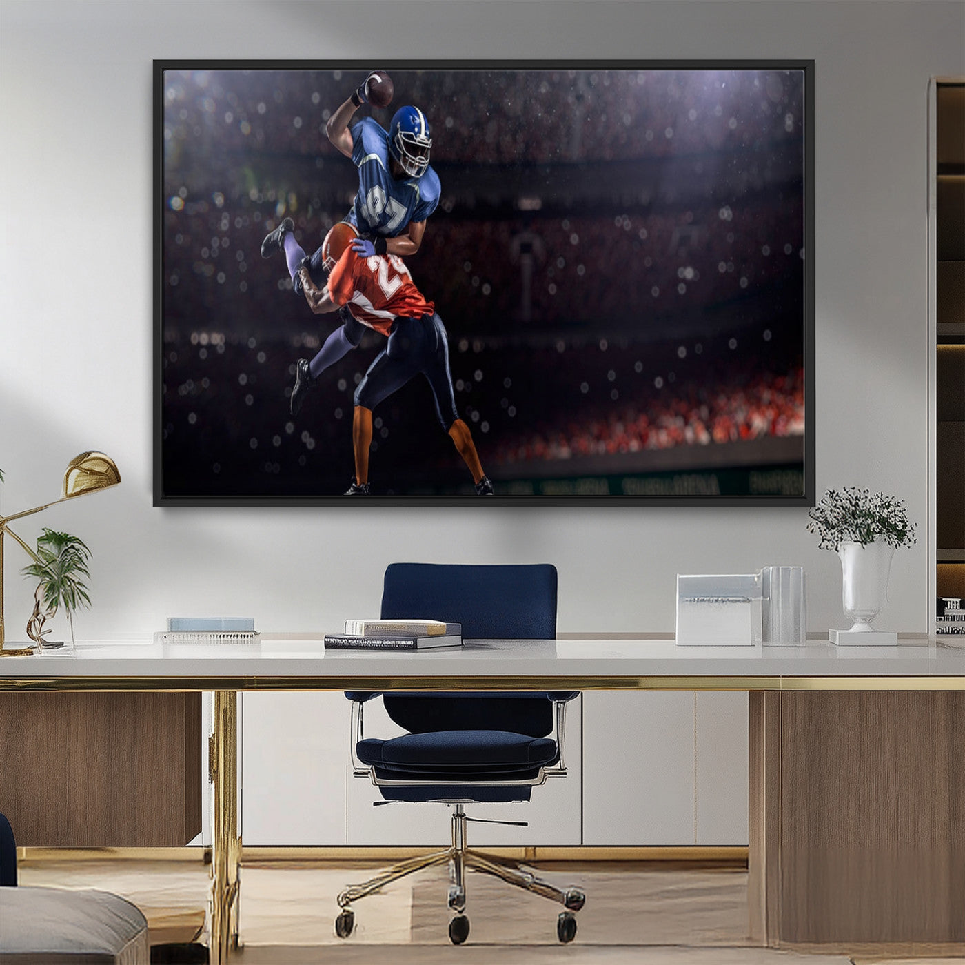 68009-MGV-CV-36X24-American Football Wall Art Canvas Print, Stadium Sport Wall Art Print