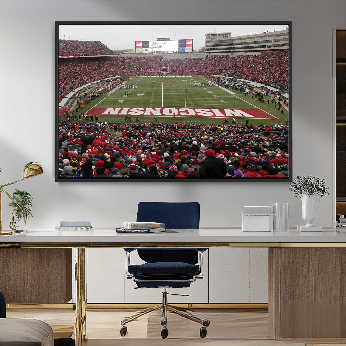 23461-MGV-CV-36X24-Wisconsin Badgers Team Print Canvas - Madison Camp Randall Stadium Wall Art Canvas Print