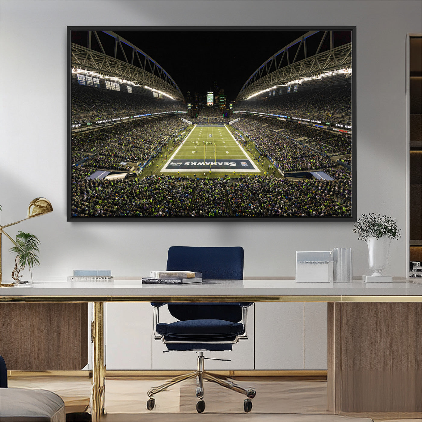 81900-MGV-FC-36X24_Black-Seattle Seahawks Football Team Print Wall Art - Seattle Century Link Field Stadium Wall Art Canvas