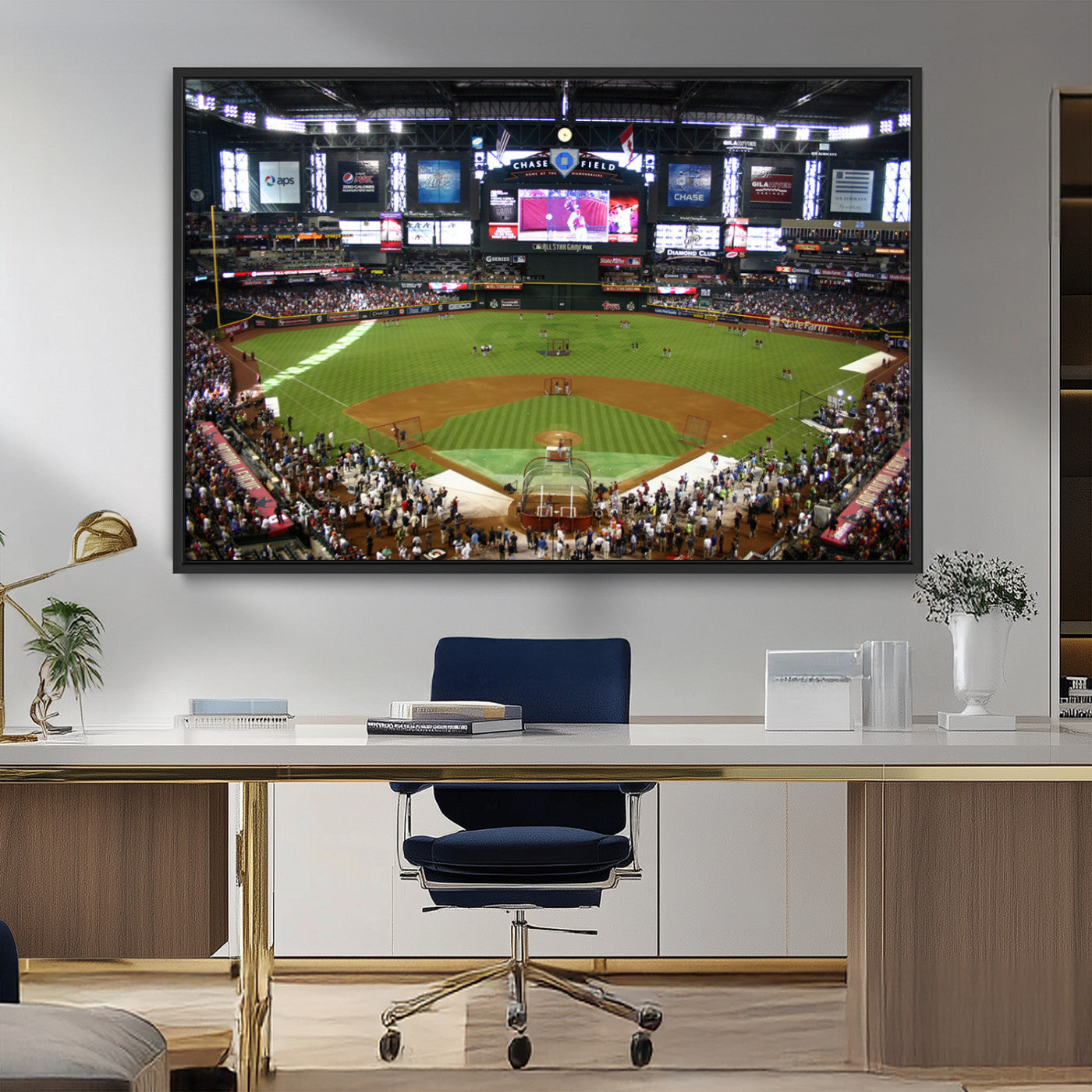91630-MGV-FC-36X24_Black-Arizona Diamondbacks Baseball Team Print - Phoenix Chase Field Baseball Stadium Wall Art Canvas