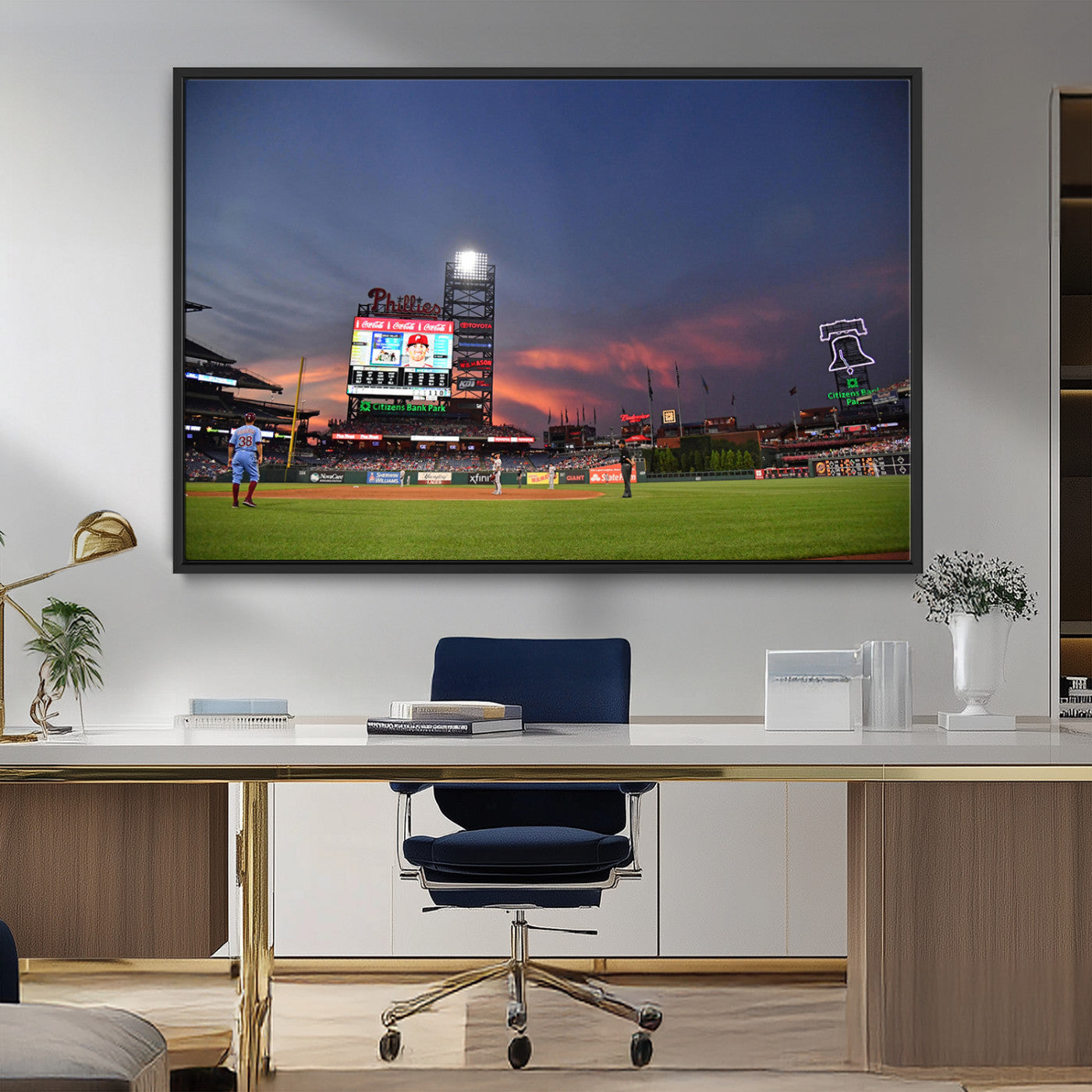 22594-MGV-FC-36X24_Black-Philadelphia Phillies Baseball Print - Philadelphia Citizens Bank Park Stadium Wall Art, Phillies