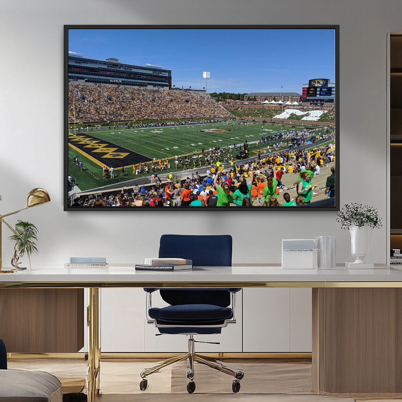 38399-MGV-FC-36X24_Black-University of Missouri Tigers Football Team Print - Columbia Faurot Field Memorial Stadium Wall Art
