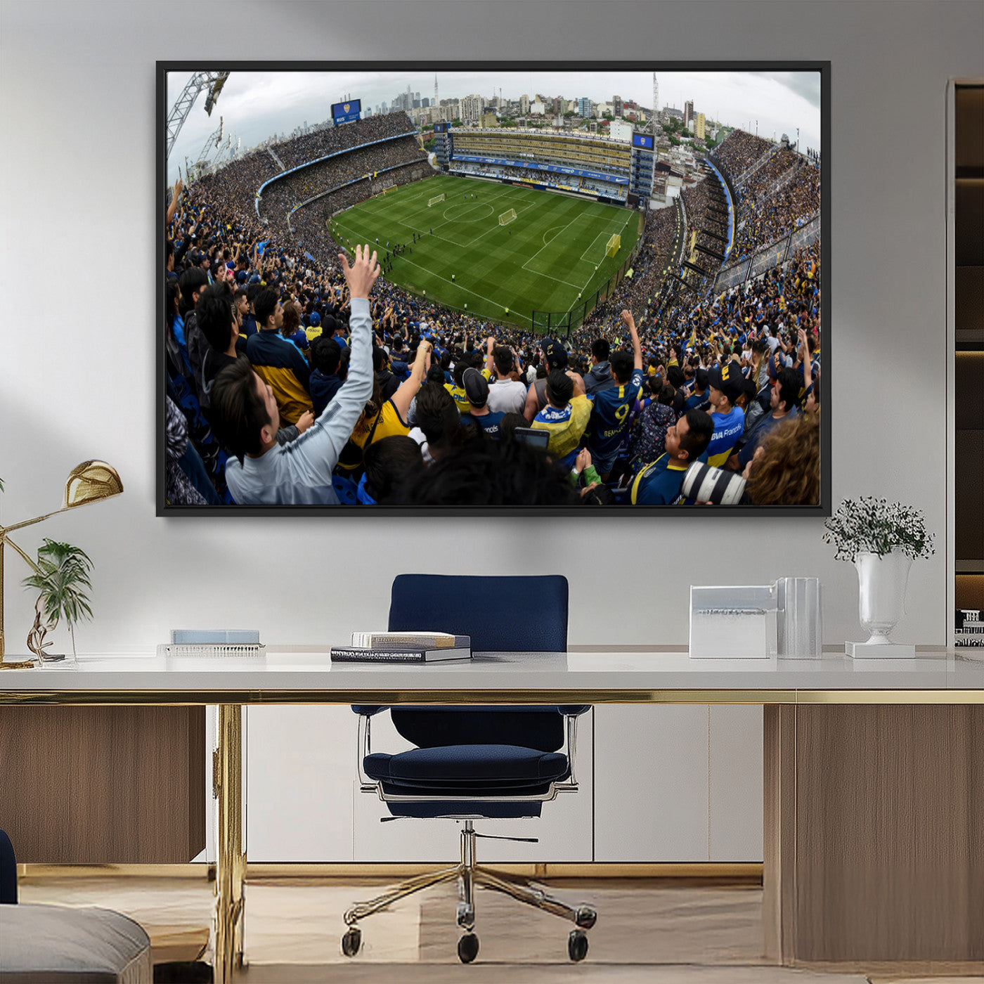 23173-MGV-FC-36X24_Black-Boca Juniors Soccer Team Print - Buenos Aires Bombonera Stadium Wall Art Canvas Print