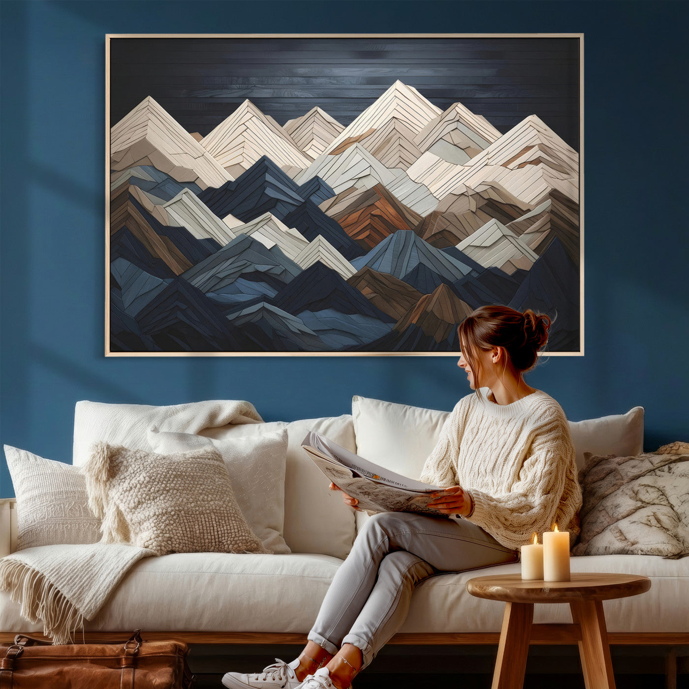 12896-MGV-CV-36X24 - Wood Mountain Wall Art | Mountain Canvas Print Wood Decor | Ready to Hang for Cabin Decor