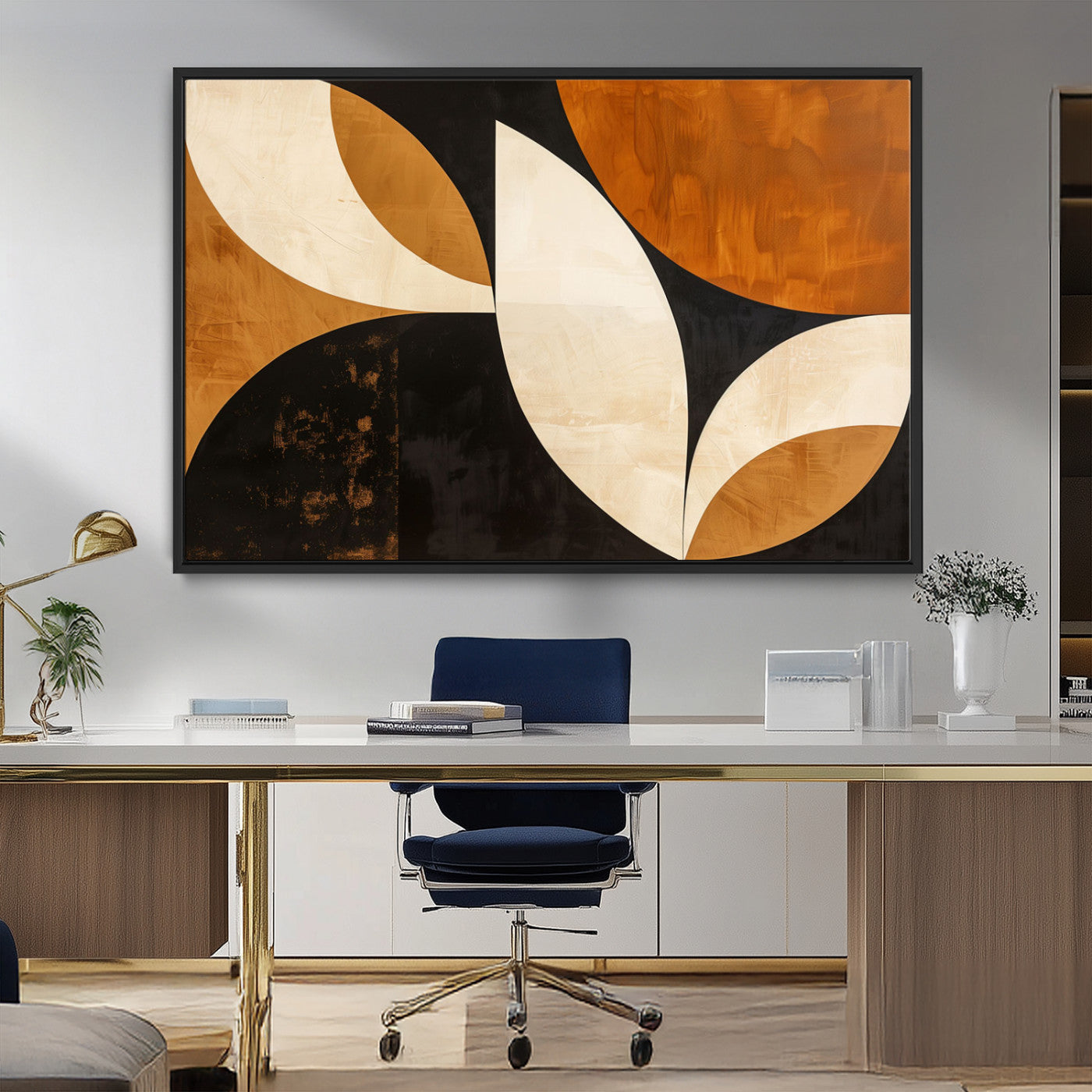 21251-MGV-CV-36X24-Geometric Abstract Wall Art Canvas Print, Mid Century Modern Wall Art Print