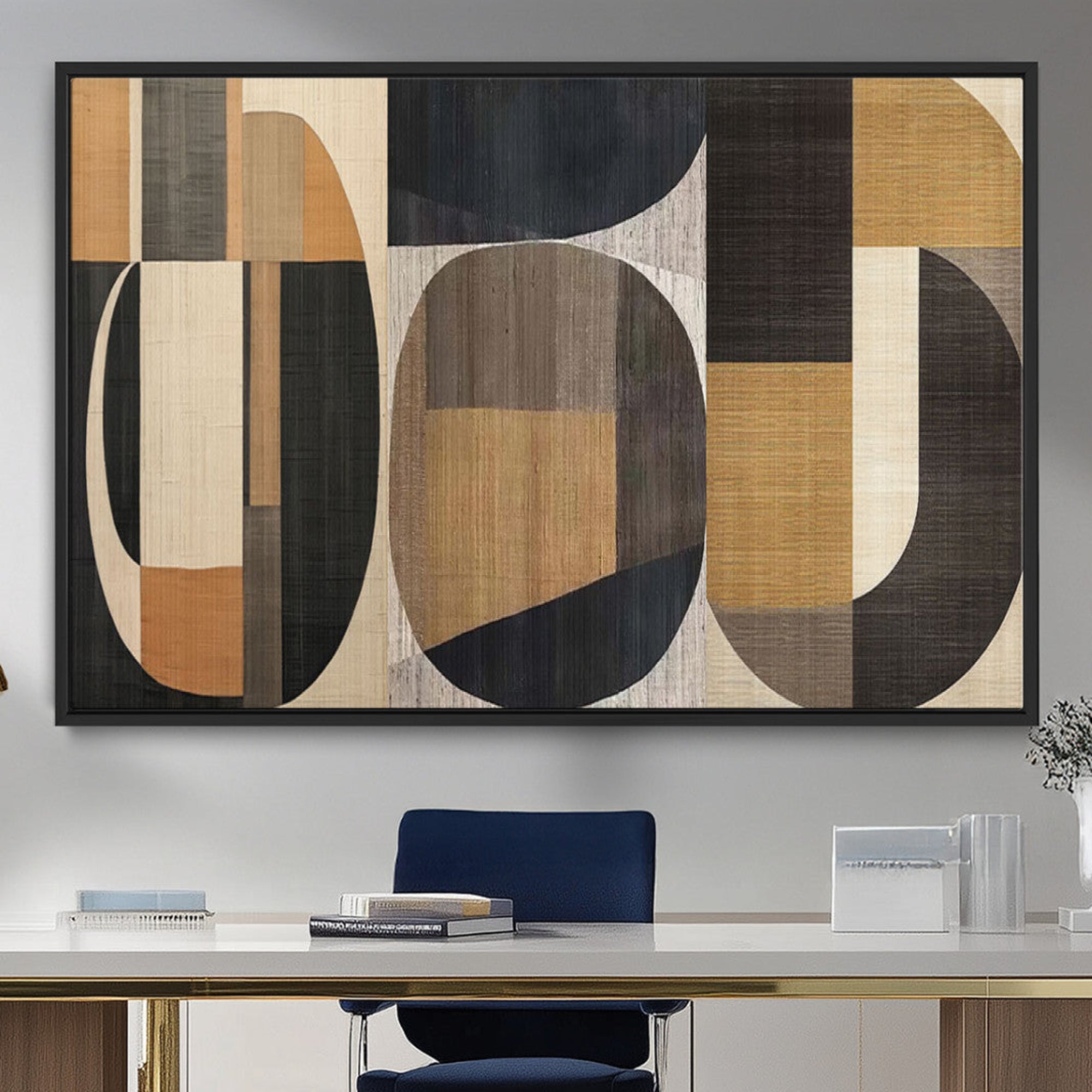 84035-MGV-CV-36X24-Modern Brown Wabi Sabi Wall Art Canvas Print Set – Framed Minimalist Abstract Artwork for Home, Office Decor