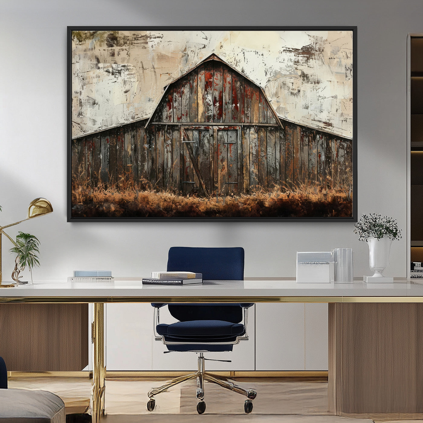 94486-MGV-FC-36X24_Black-Rustic Barn Wall Art | Farmhouse Wall Decor Canvas Print | Ready to Hang Barn Decor for Cabin or