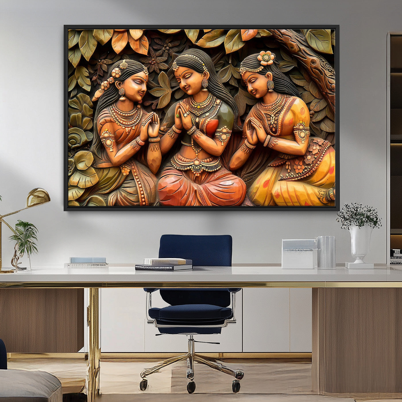 12926-MGV-CV-36X24-Indian Woman Statue Wall Art Canvas Print
