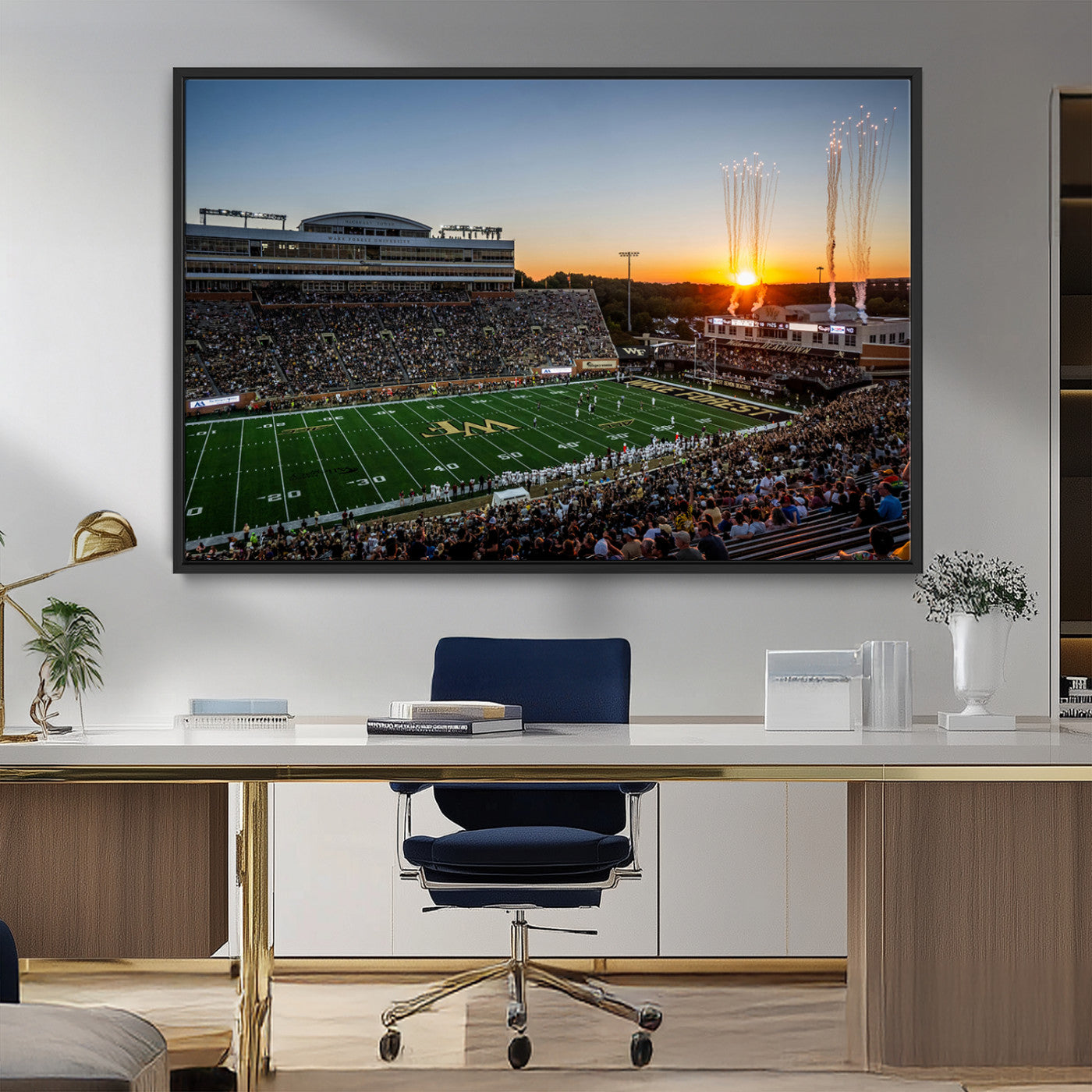 29253-MGV-FC-36X24_Black-Demon Deacons Football Team Print Canvas- Winston-Salem Allegacy Federal Credit Union Stadium Wall
