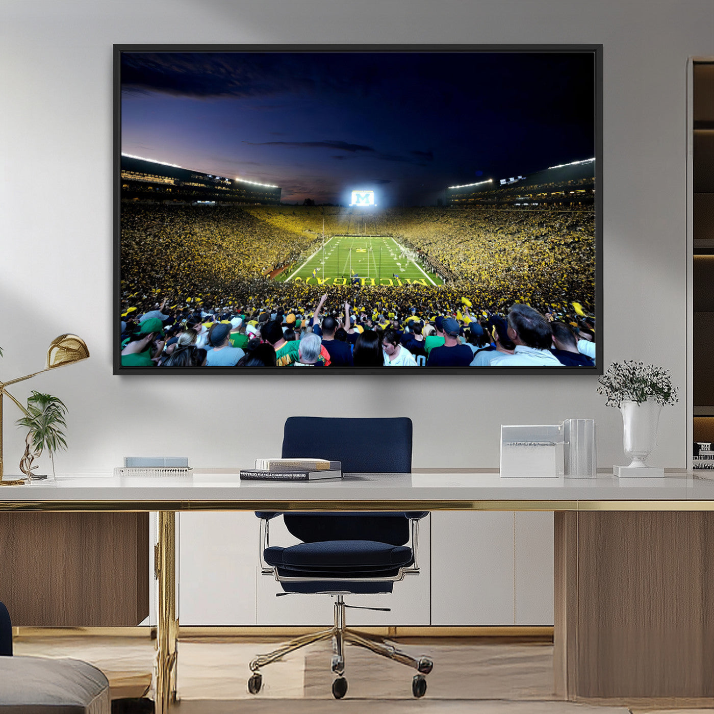 22115-MGV-CV-36X24-University of Michigan Wolverines Football Team Print - Ann Arbor Michigan Stadium Canvas Print