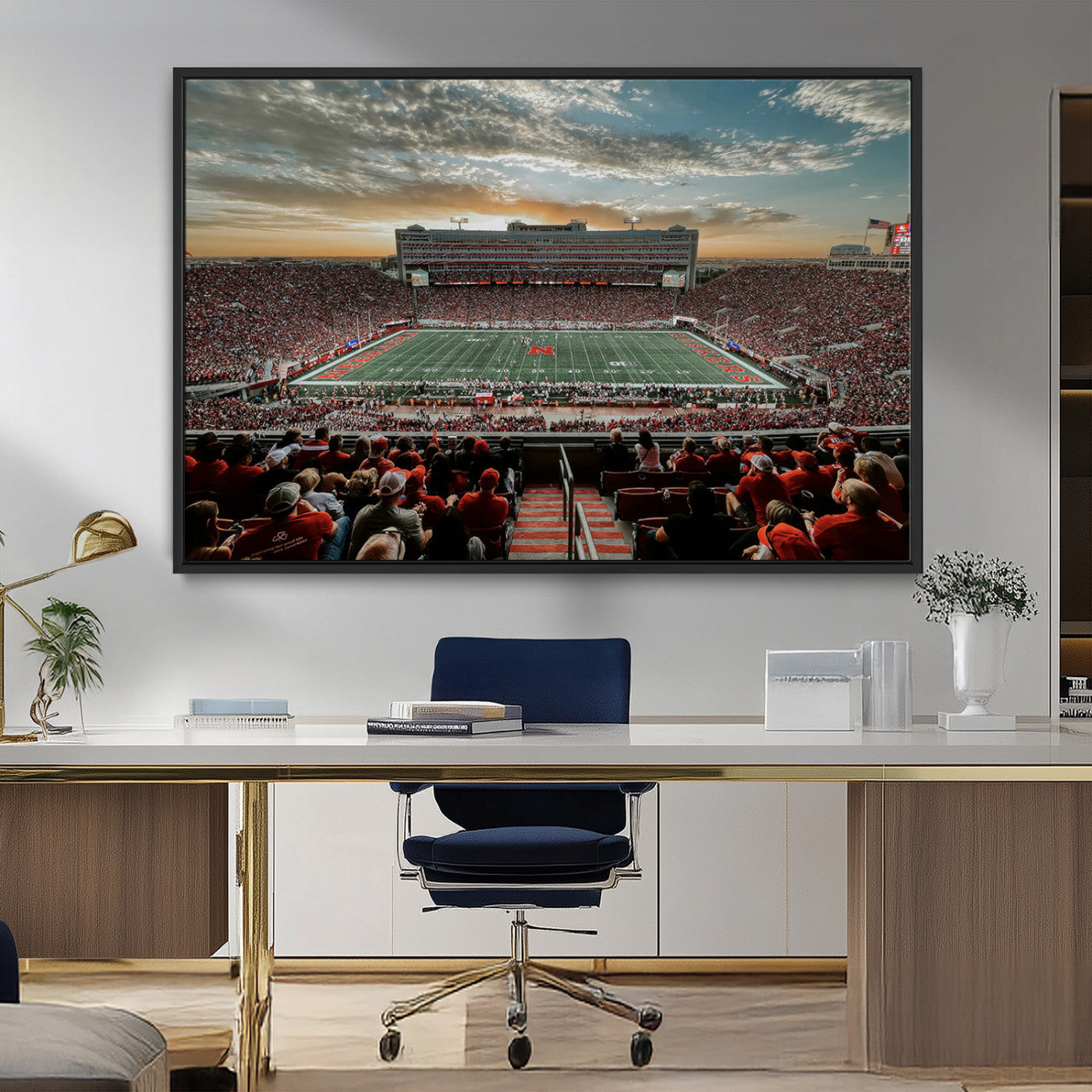 70684-MGV-FC-36X24_Black-University of Nebraska Cornhuskers Football Team Print - Lincoln Memorial Stadium Art Canvas Print