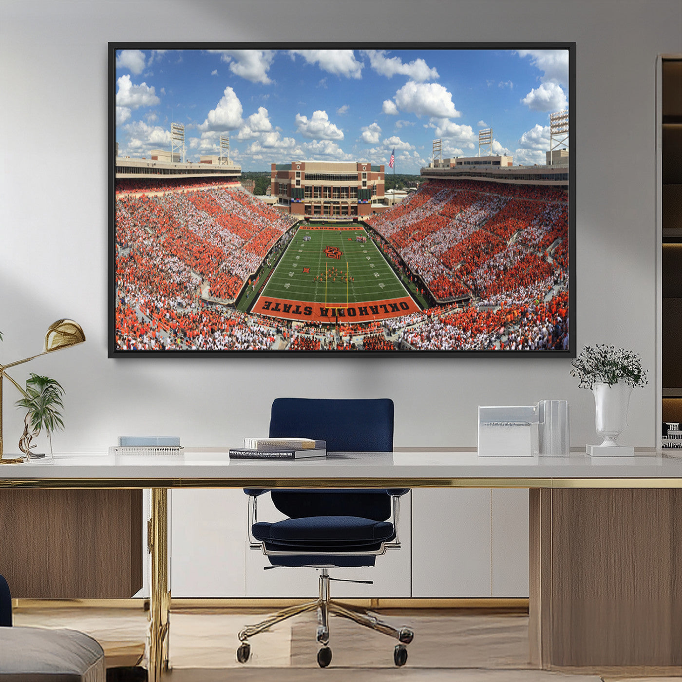 65192-MGV-FC-36X24_Black-Oklahoma State Cowboys Football Team Print - Stillwater Boone Pickens Stadium Wall Art Canvas Print