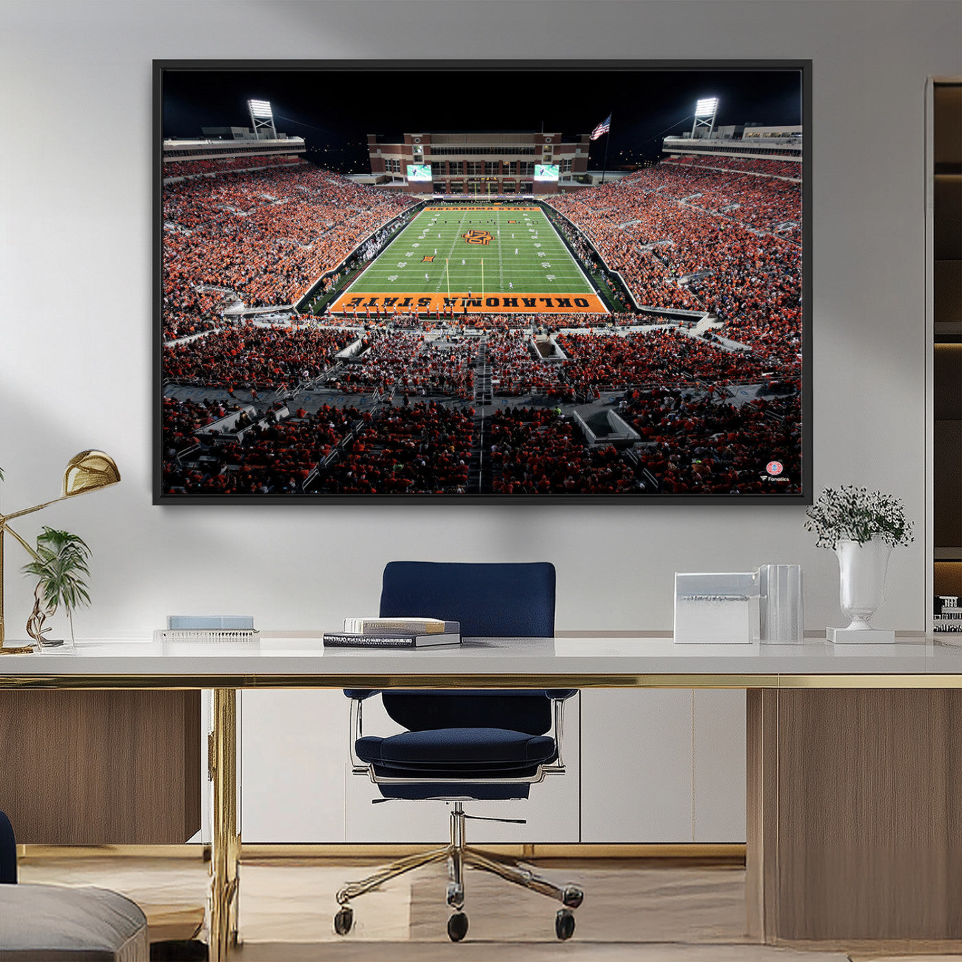 81675-MGV-CV-36X24-Boone Pickens Stadium Wall Art Oklahoma State Cowboys Print Framed Sports Canvas Art for Home, Office, Living Room