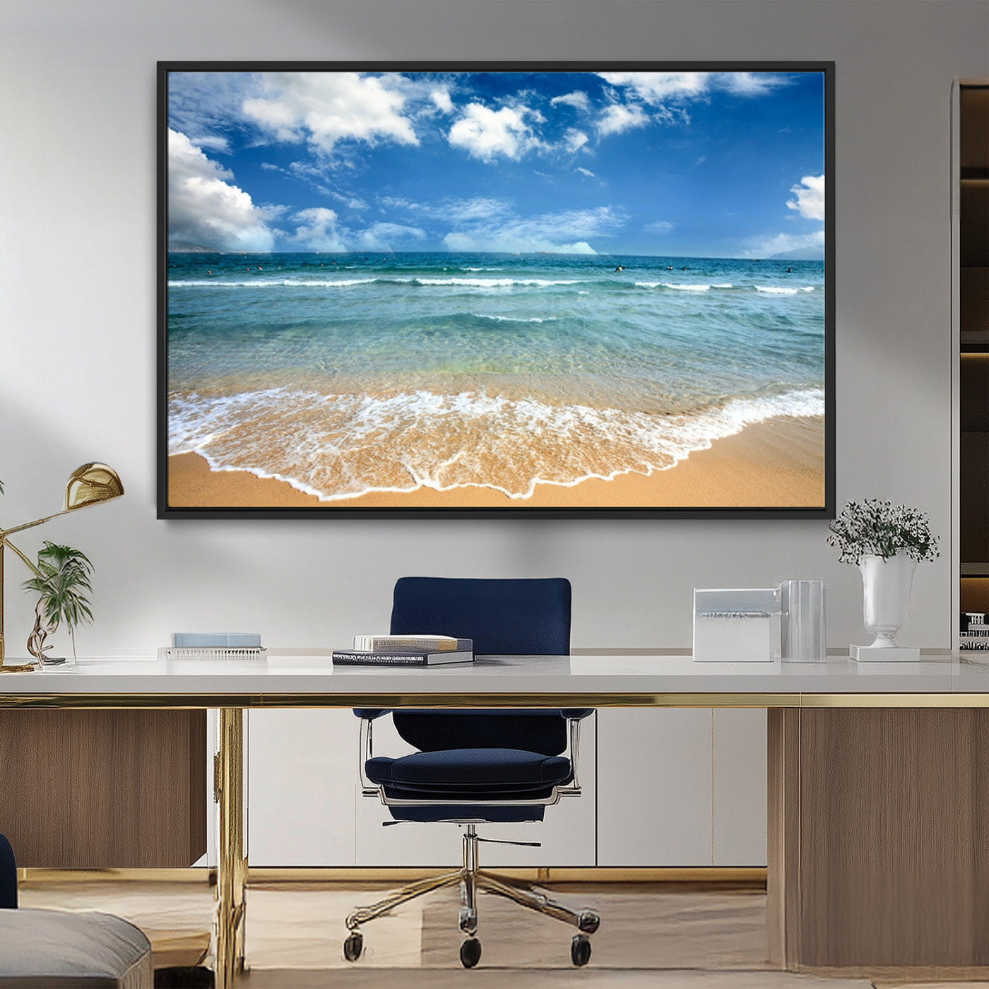 -Sea View From the Beach Canvas Print