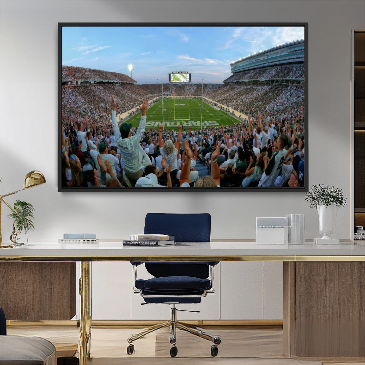 -Michigan State Spartans Football Team Art Print - East Lansing Spartan Stadium Wall Art Canvas Print