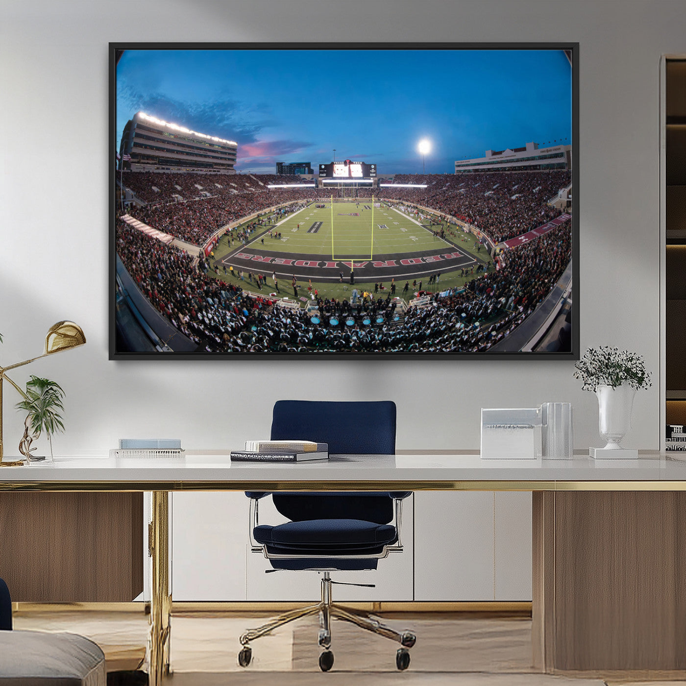 -Texas Tech Red Raiders Canvas, Framed Football Team Print - Lubbock Jones AT&T Stadium Wall Art