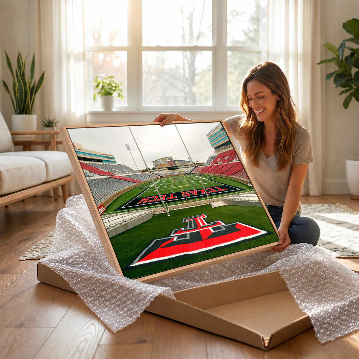 43169-PAN-FL-20X10 - Texas Tech Red Raiders Football Team Print - Lubbock Jones AT&T Stadium Wall Art Canvas Print