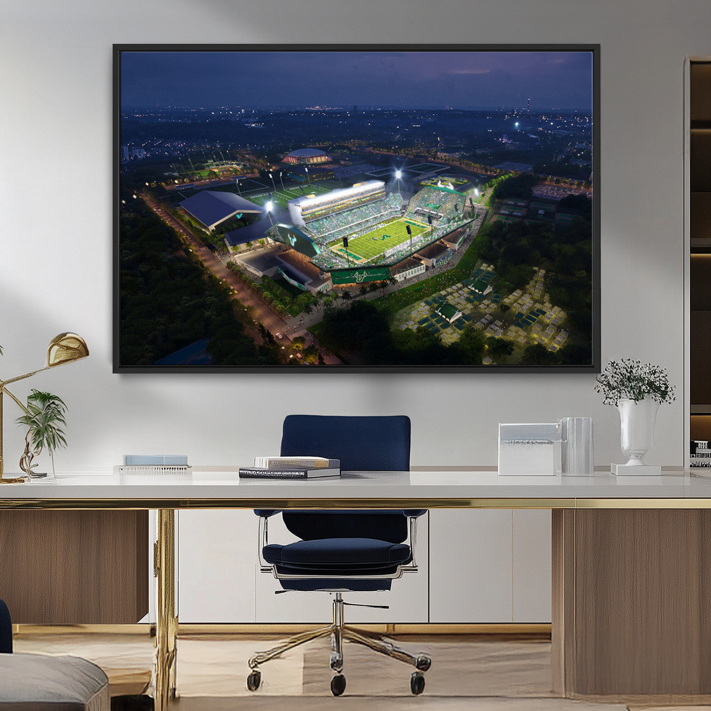 27554-MGV-FC-36X24_Black-The University of South Florida Bulls Football Team Print - Tampa USF Football Stadium Wall Art