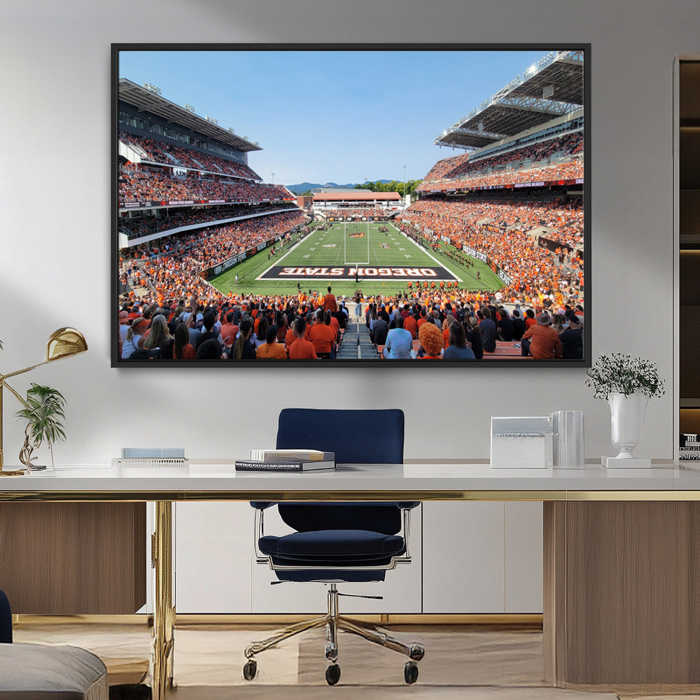 35211-MGV-FC-36X24_Black-Oregon State Beavers Football Team Print - Corvallis Reser Stadium Wall Art Canvas Print