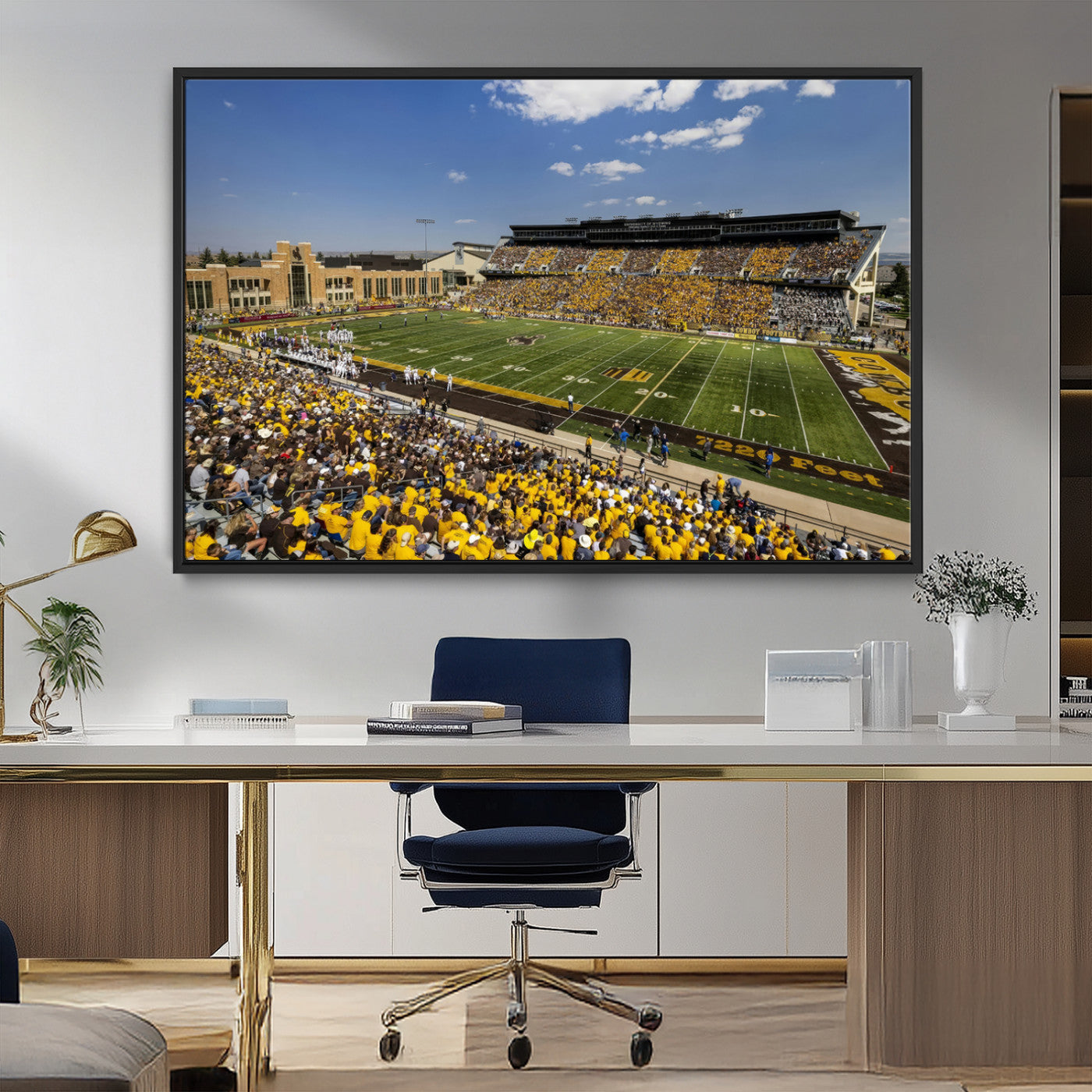 75112-MGV-CV-36X24-University of Wyoming Cowboys Football Team Print - Laramie Jonah Field War Memorial Stadium Wall