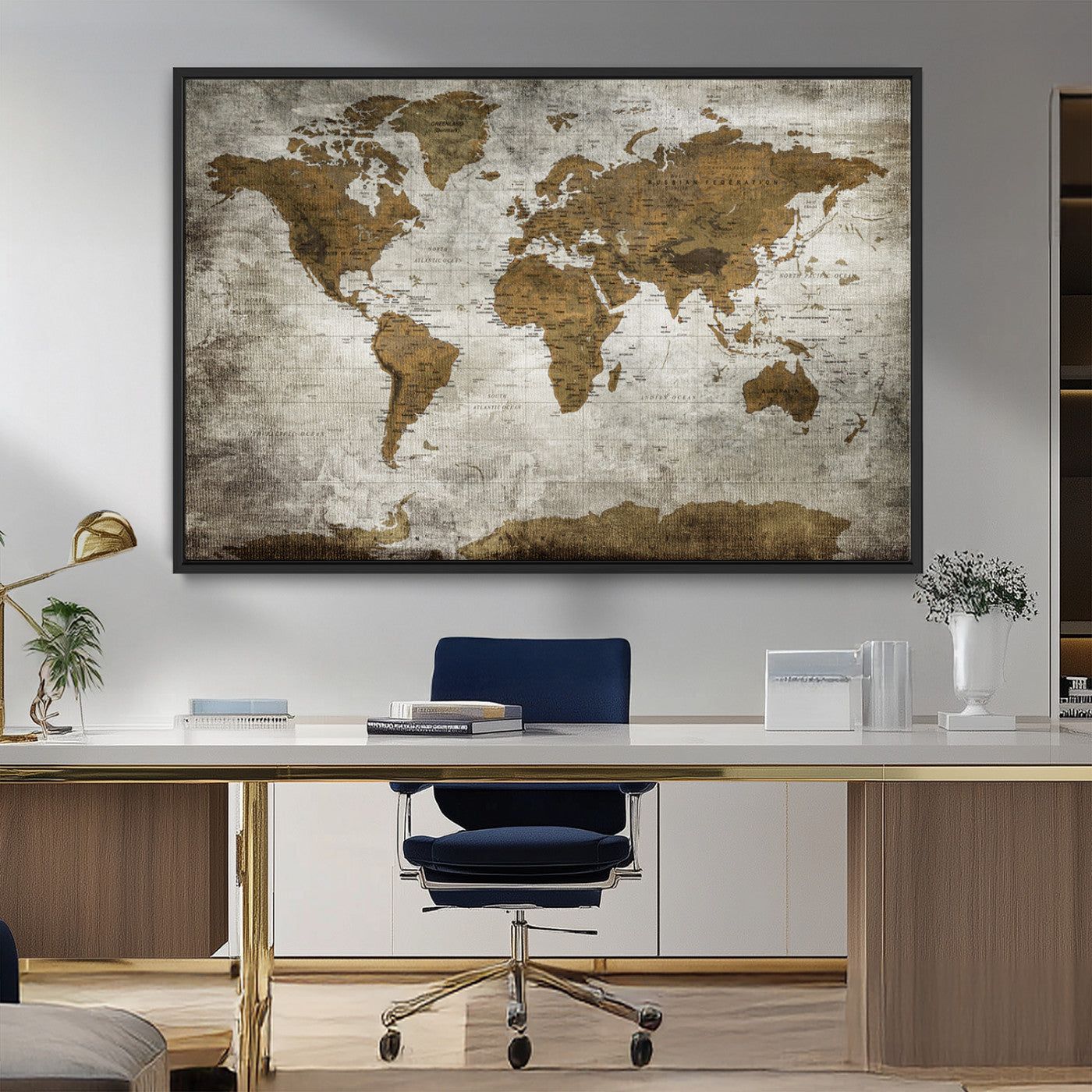 14838-MGV-FC-36X24_Black-Push Pin World Map Canvas Print – Travel Tracker Wall Art for Couples, Perfect Anniversary Gift for Home or Office Decor