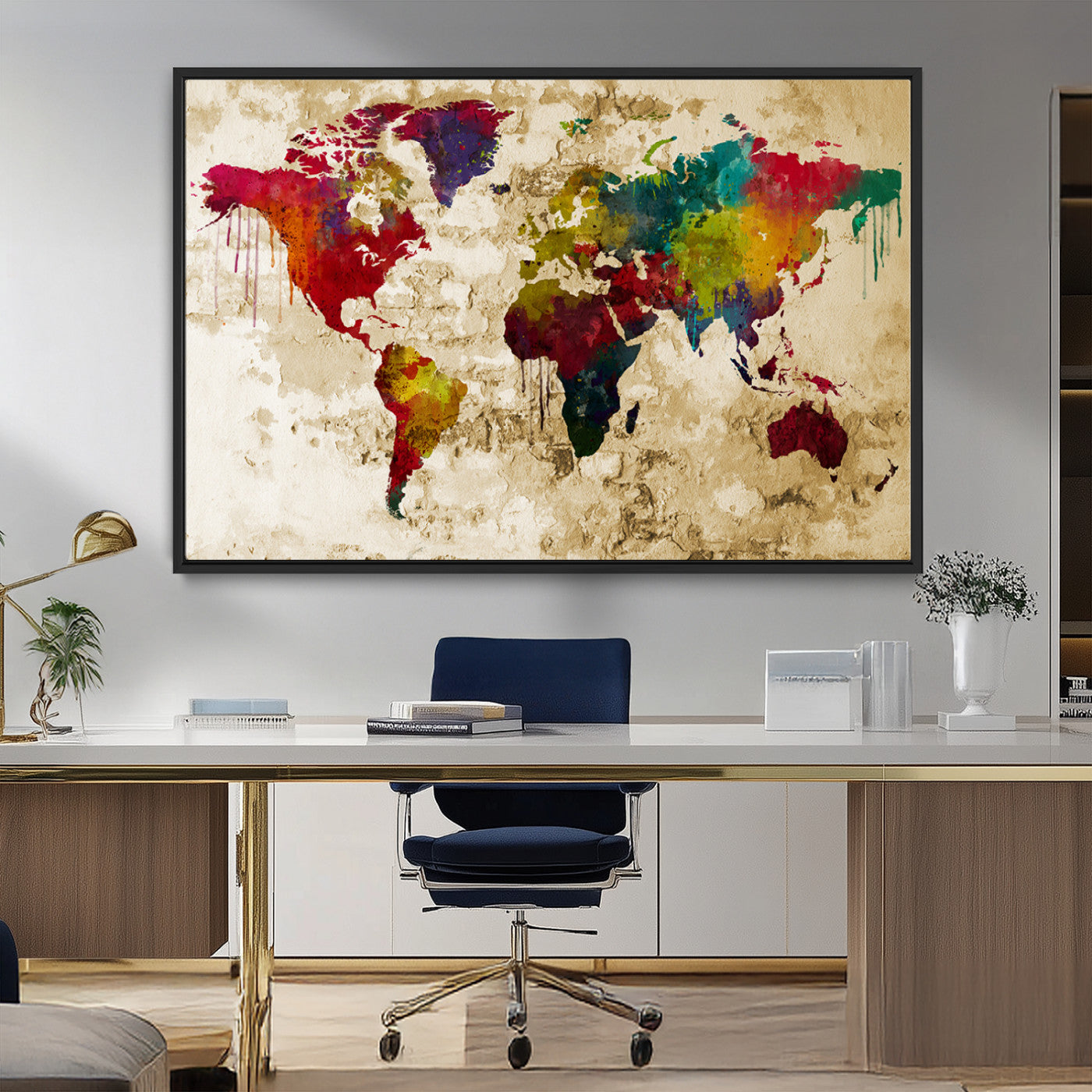 -Push Pin World Map Canvas Print – Travel Tracker Wall Art for Couples, Perfect Anniversary Gift for Home or Office Decor