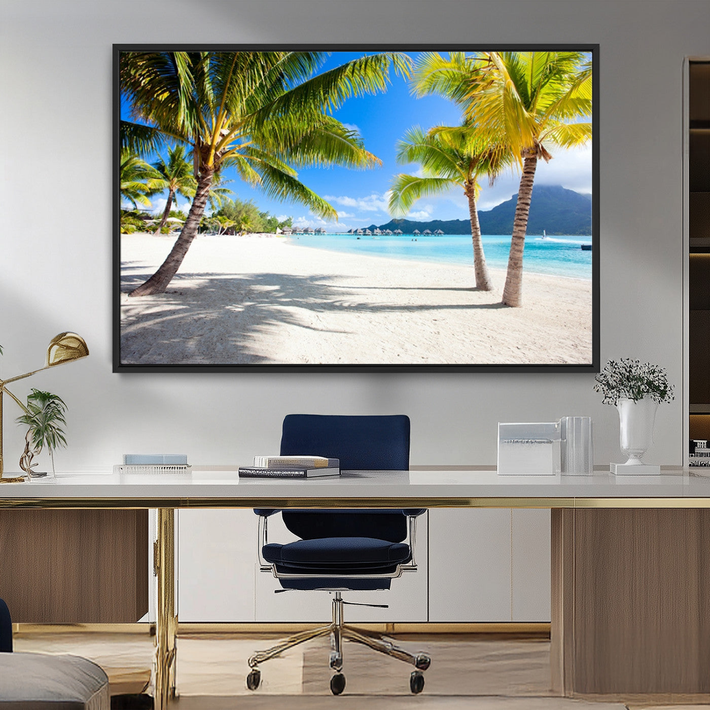 52513-MGV-FC-36X24_Black-Blue Beach and Sea Wall Art Canvas Print