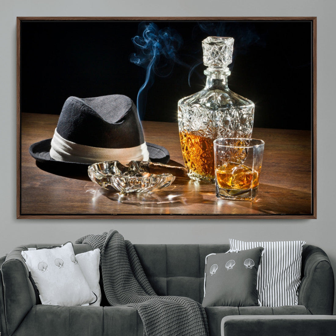 Extra Large Bourbon Wall Art, Whiskey Bar Theme Vintage Bottle Canvas Print