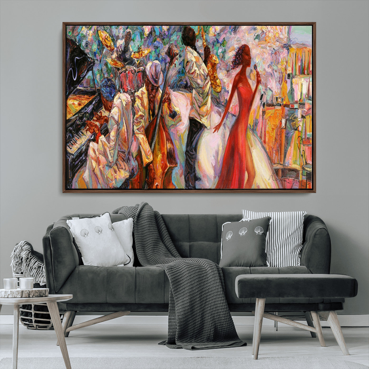 -Abstract Afro American Jazz Canvas Wall Art | Music-Inspired Painting for Dining Room, Living Room,