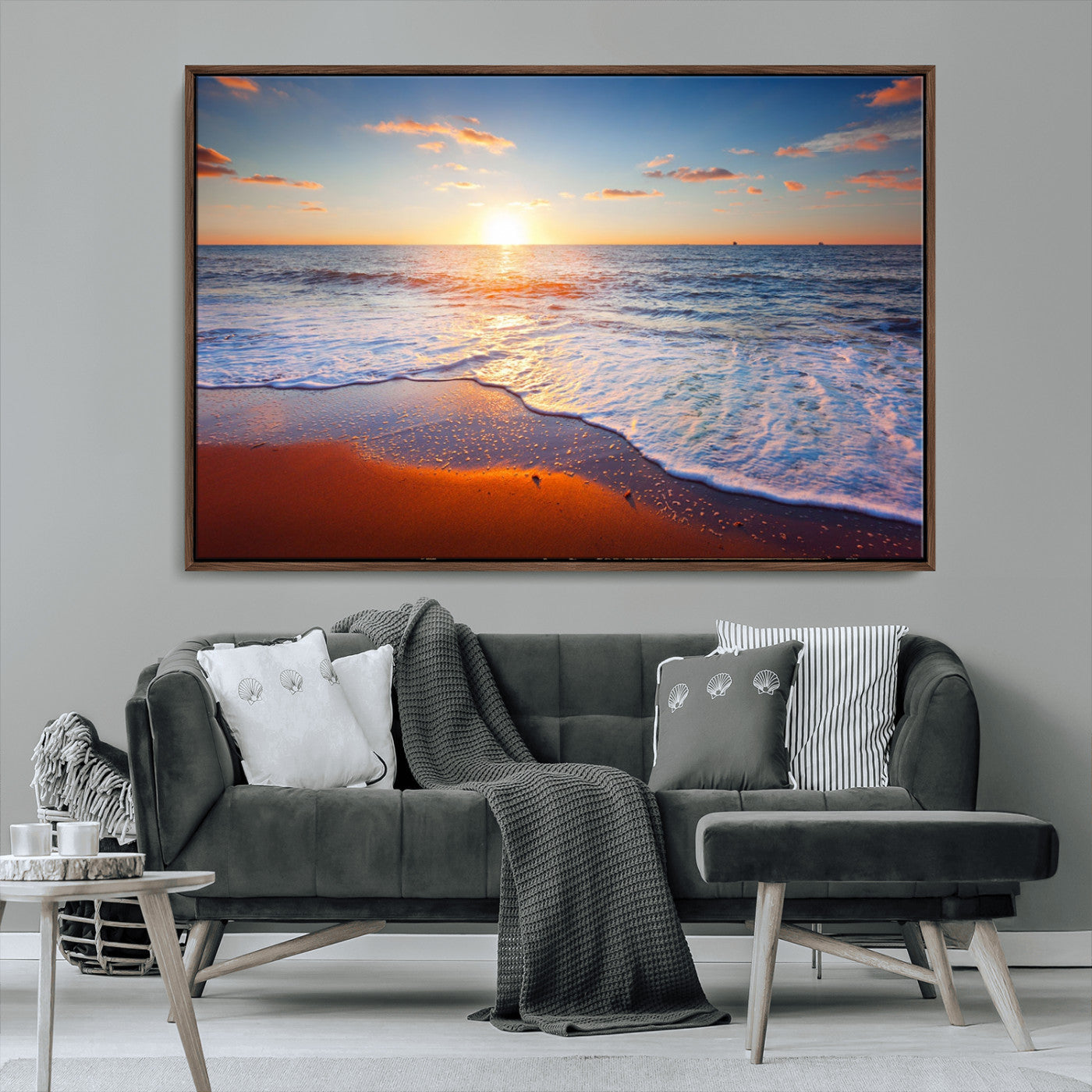 96736-MGV-CV-36X24-Ocean Beach Canvas Wall Art Beach Canvas, Coastal Sunset Tropical Island Beach Sunset Artwork Print