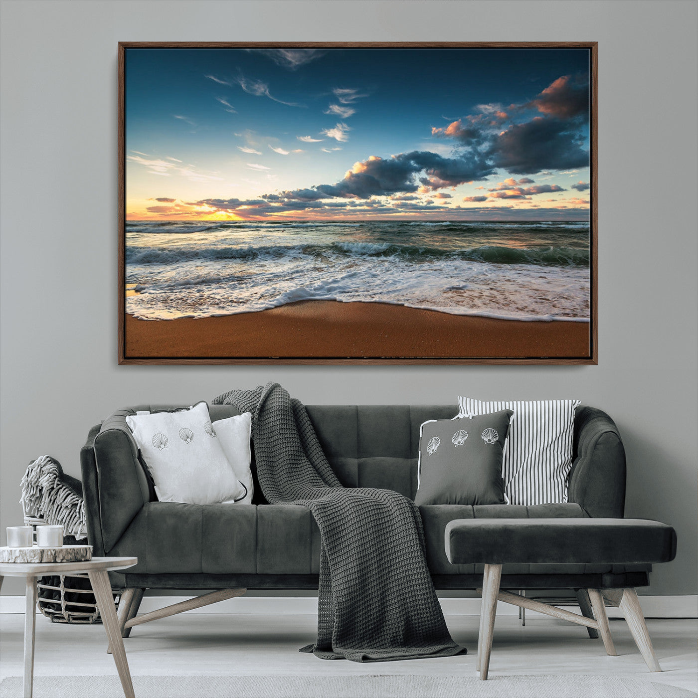 -Ocean Beach Wall Art Canvas Print Sunset Artwork Print Coastal Wall Art