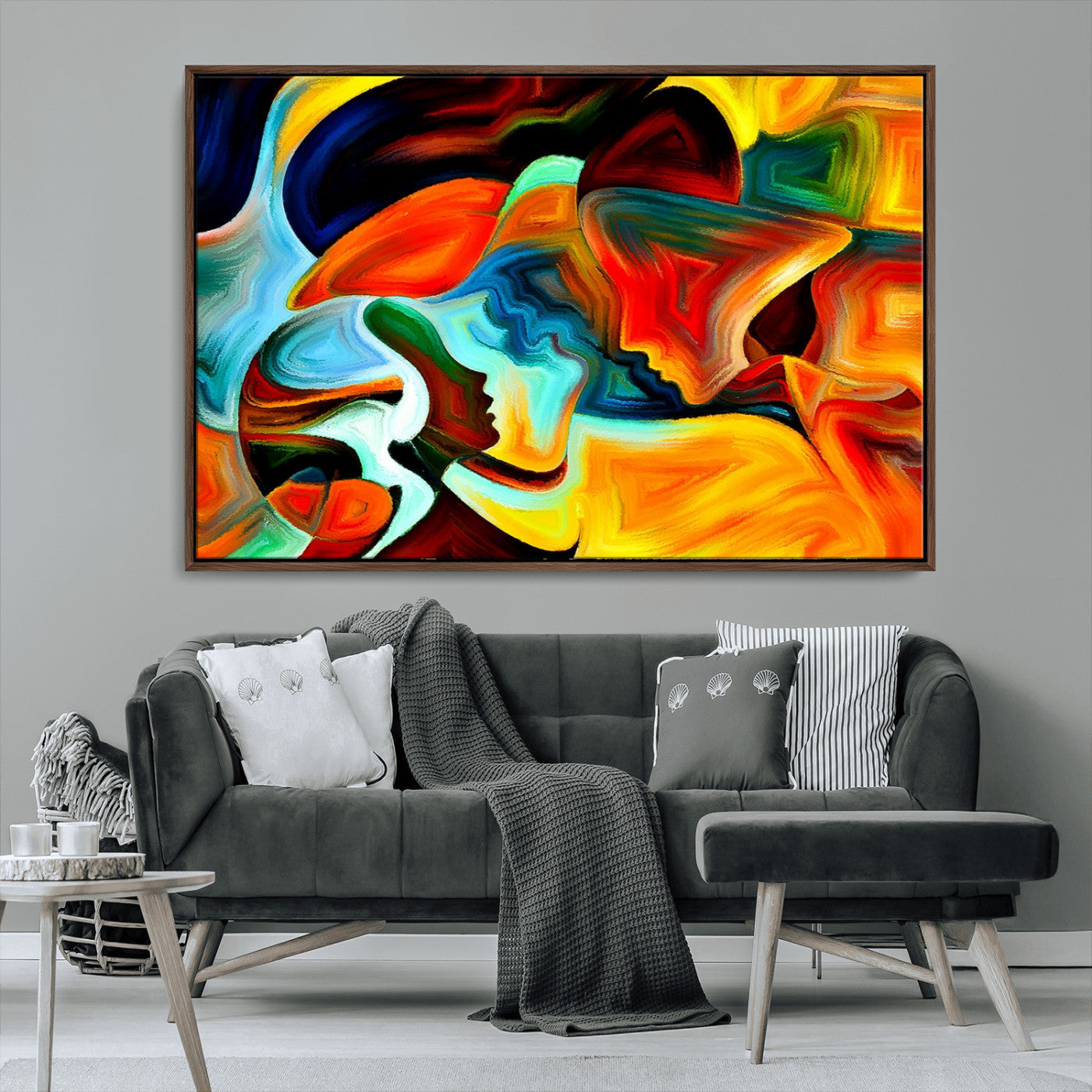 70242-MGV-CV-36X24-Human Love Figures Abstract Wall Art Canvas Print