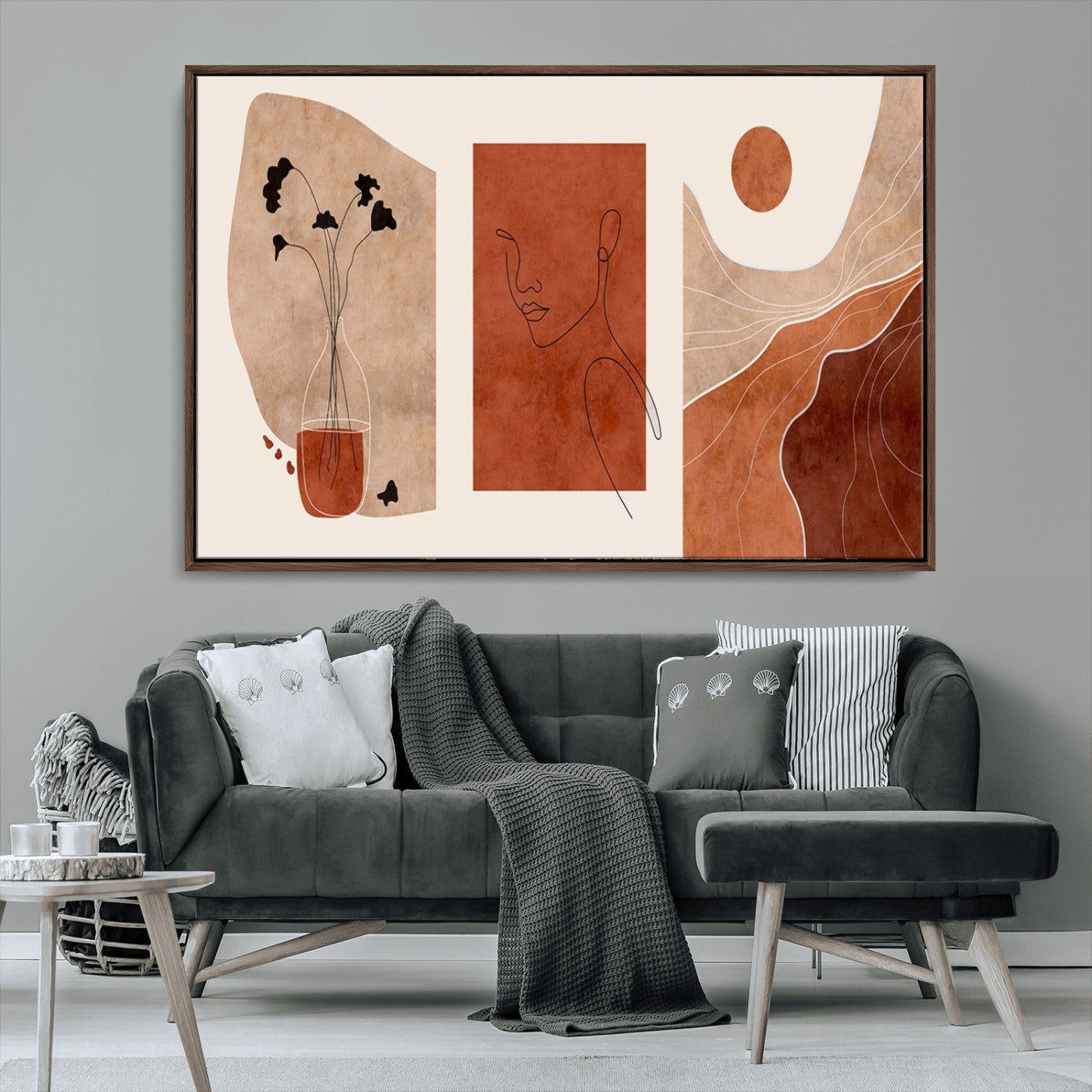 -Boho Sunset Mountain Canvas Print, Modern Boho Sunset Mountain Landscape Triptych – Giclée Canvas