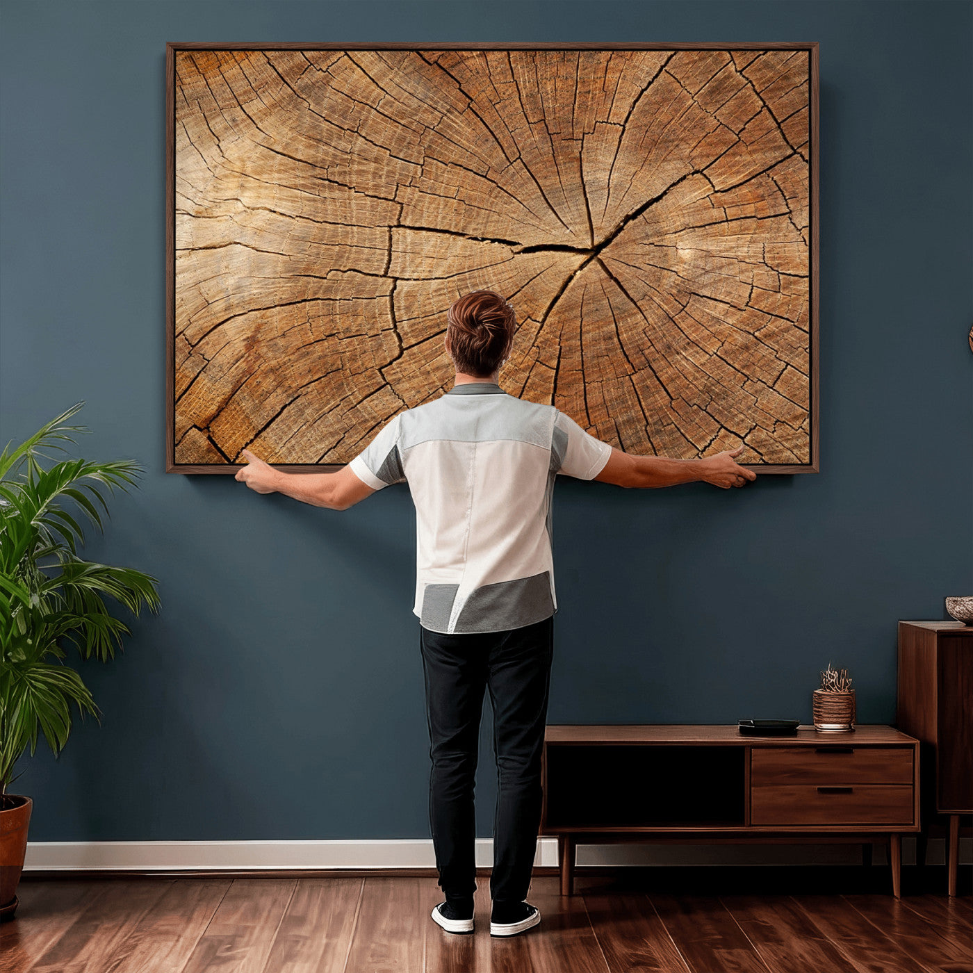 61710-MGV-CV-36X24 - Tree Ring Canvas Art, Rustic Wood Grain Wall Art, Tree Slice Decor for Modern Homes, Giclee