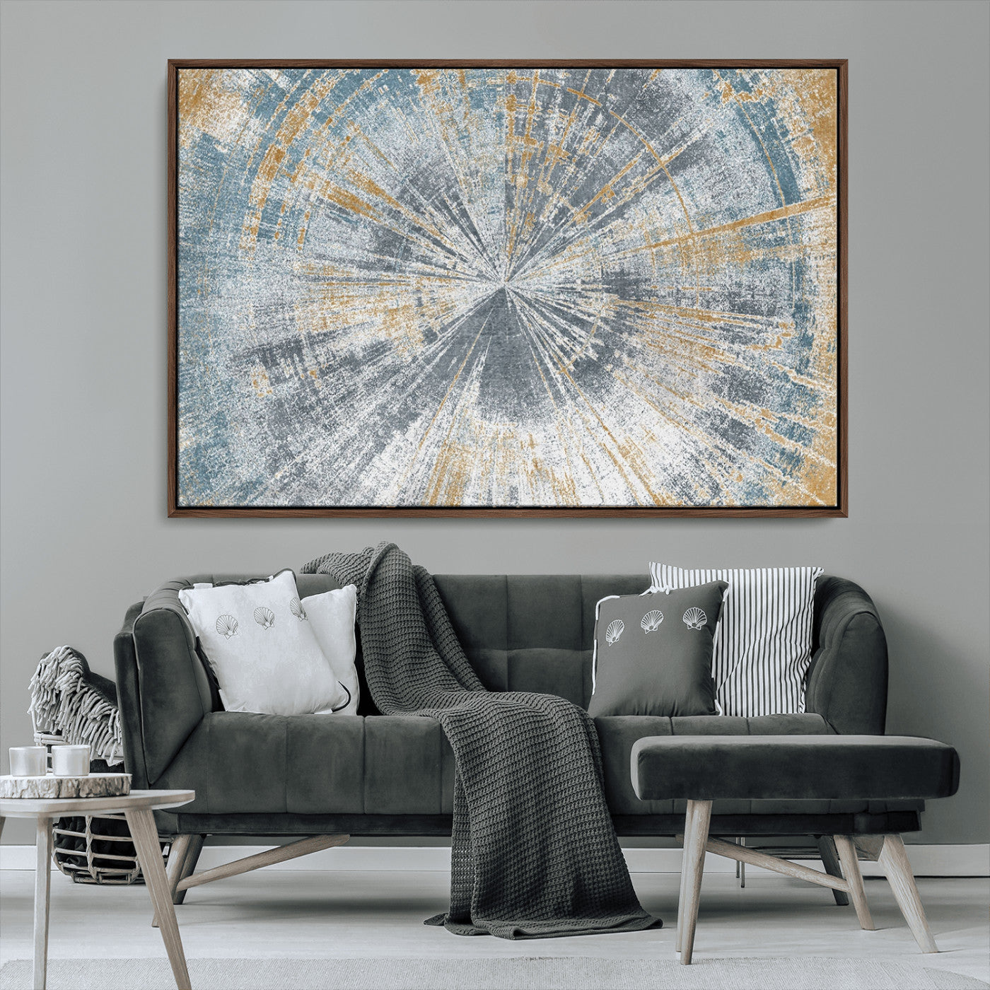 17631-MGV-CV-36X24-Radiant Abstract Wood Rings Canvas Art – Modern Triptych Wall Decor for Living Room or Farmhouse