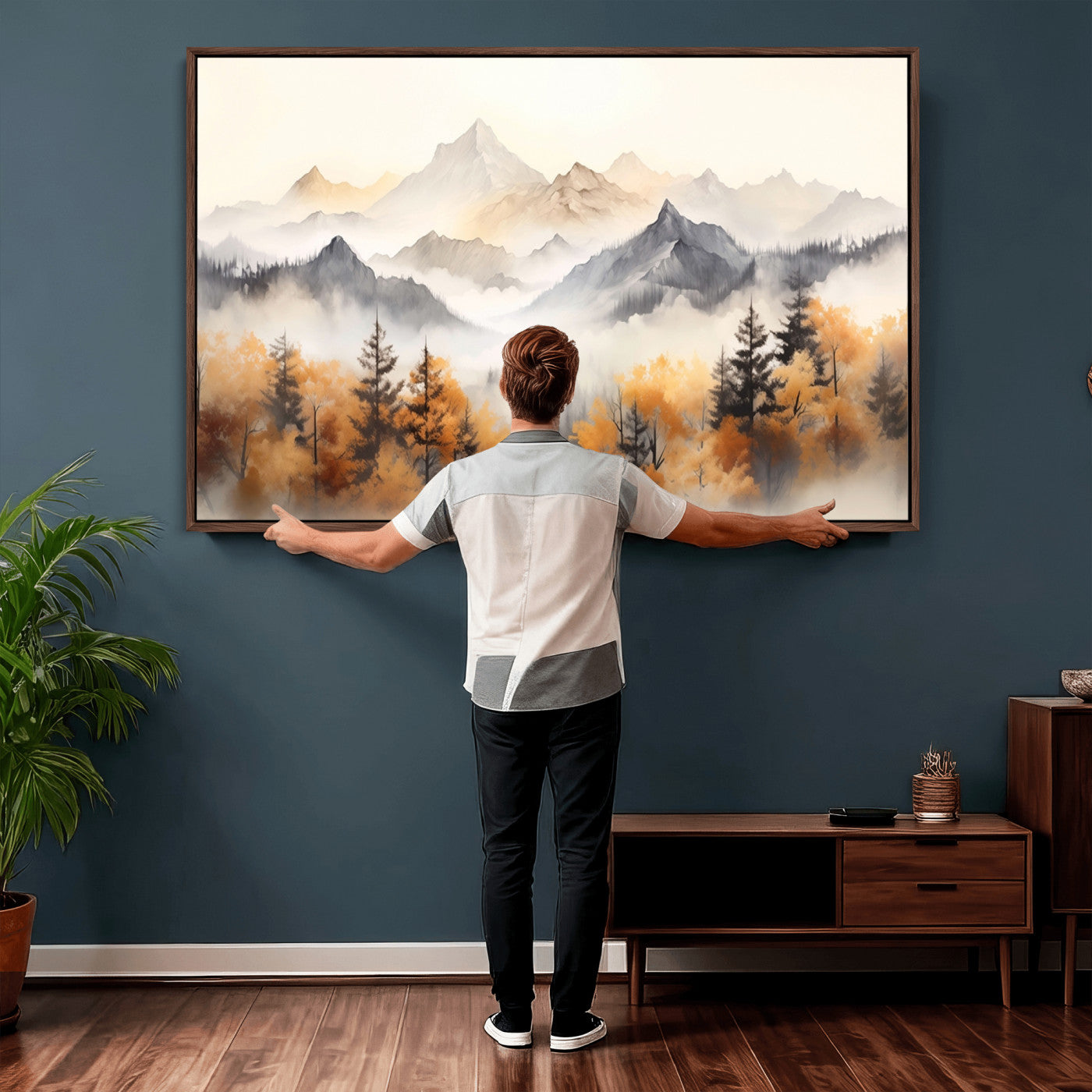 70049-MGV-CV-36X24 - Abstract Mountain Wall Art | Misty Mountain Forest and Mountains Canvas Print for Living Room,